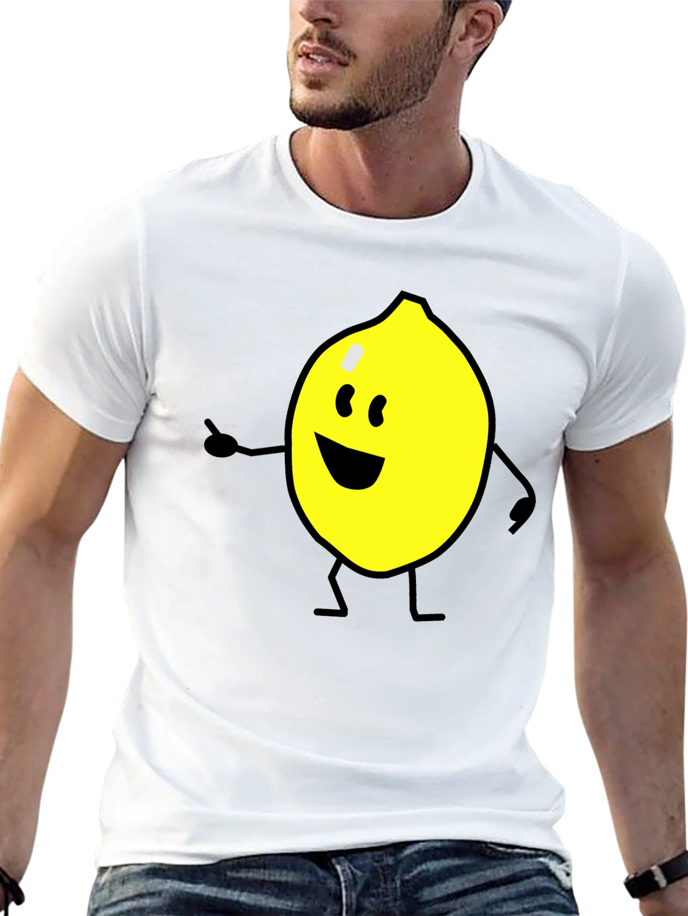 Cheerful Lemon Graphic Tee - Black Cotton Shirt