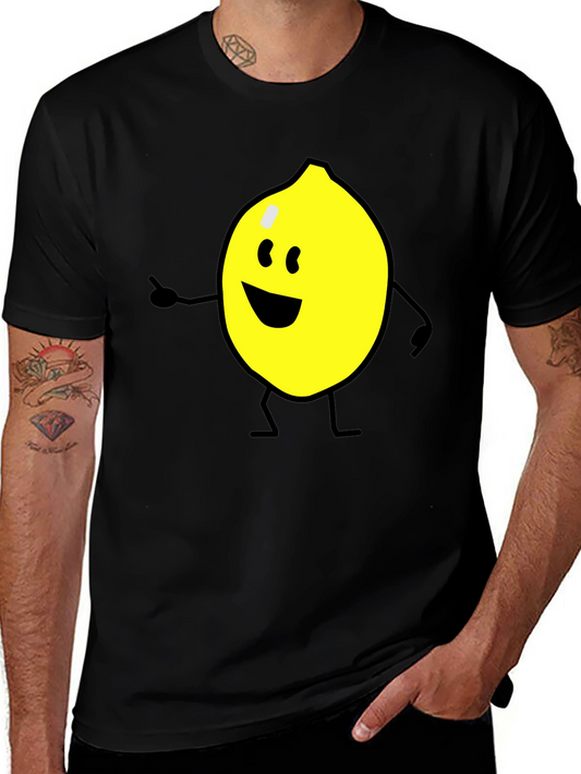 Cheerful Lemon Graphic Tee - Black Cotton Shirt
