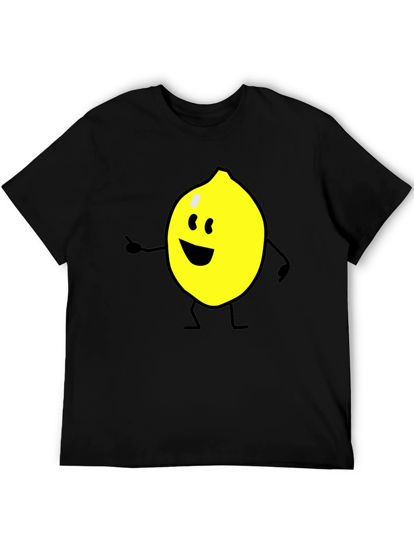 Cheerful Lemon Graphic Tee - Black Cotton Shirt