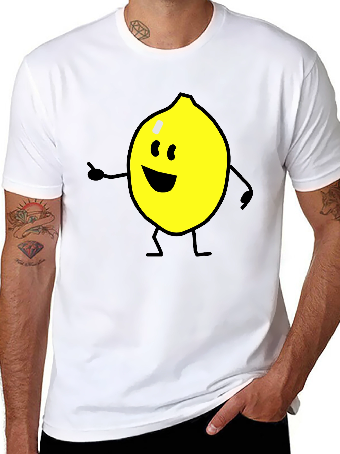 Cheerful Lemon Graphic Tee - Black Cotton Shirt