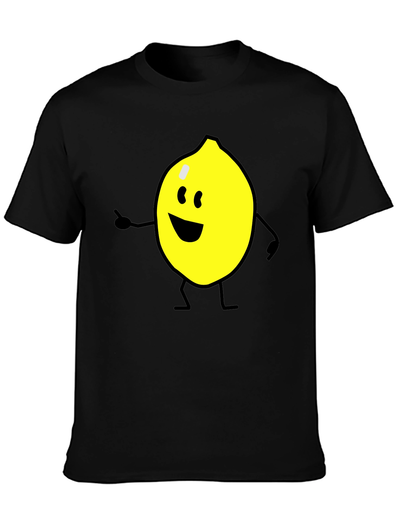 Cheerful Lemon Graphic Tee - Black Cotton Shirt