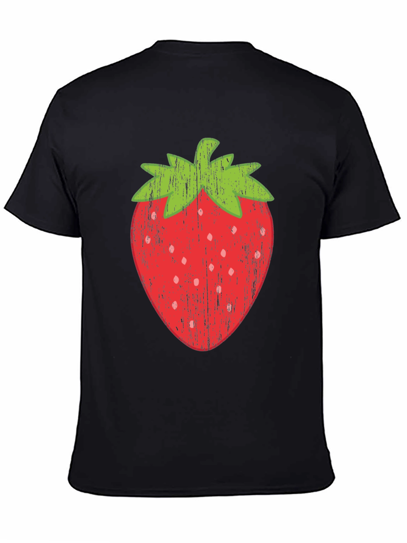 Strawberry Graphic Print Black T-Shirt