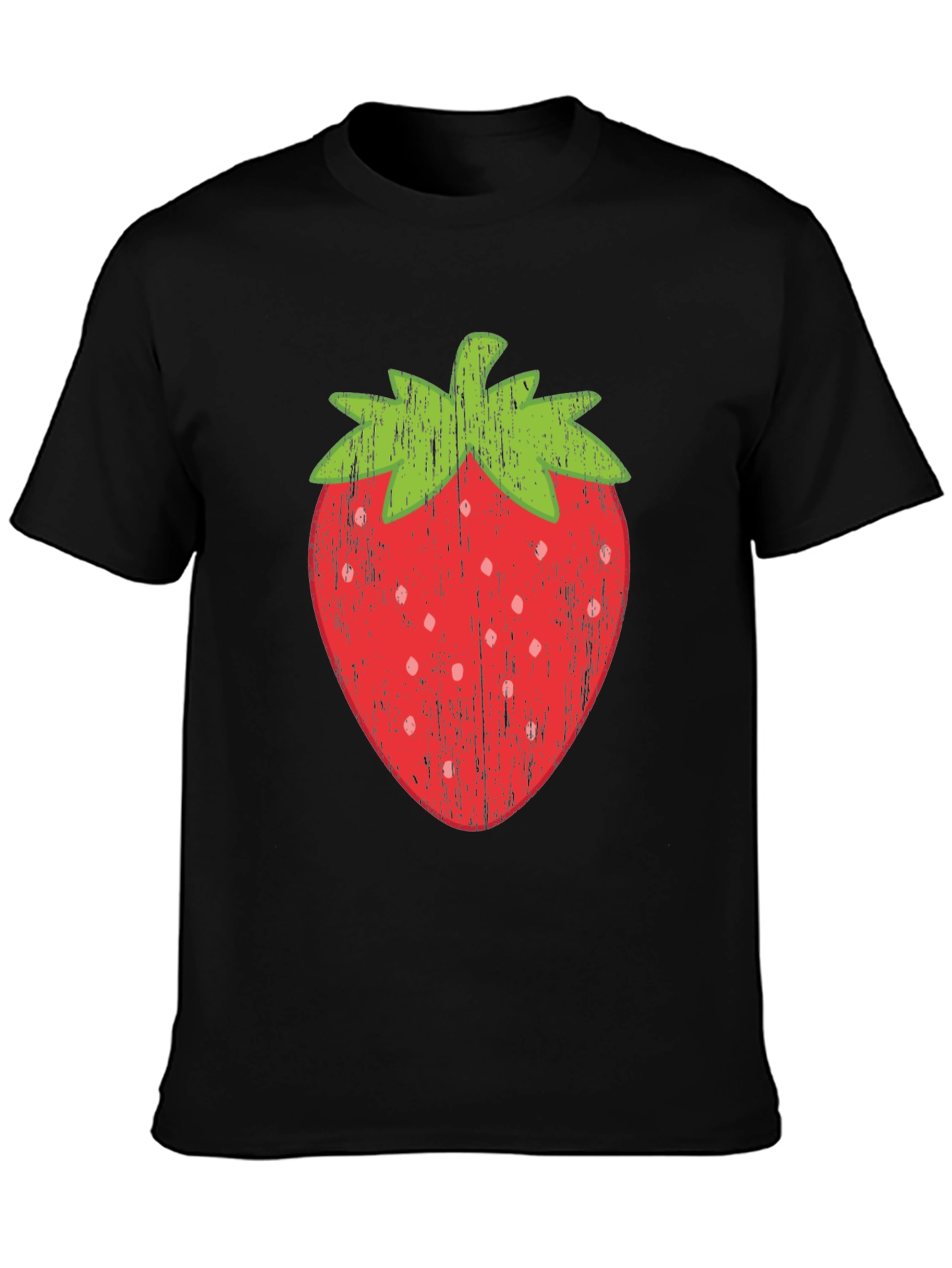 Strawberry Graphic Print Black T-Shirt