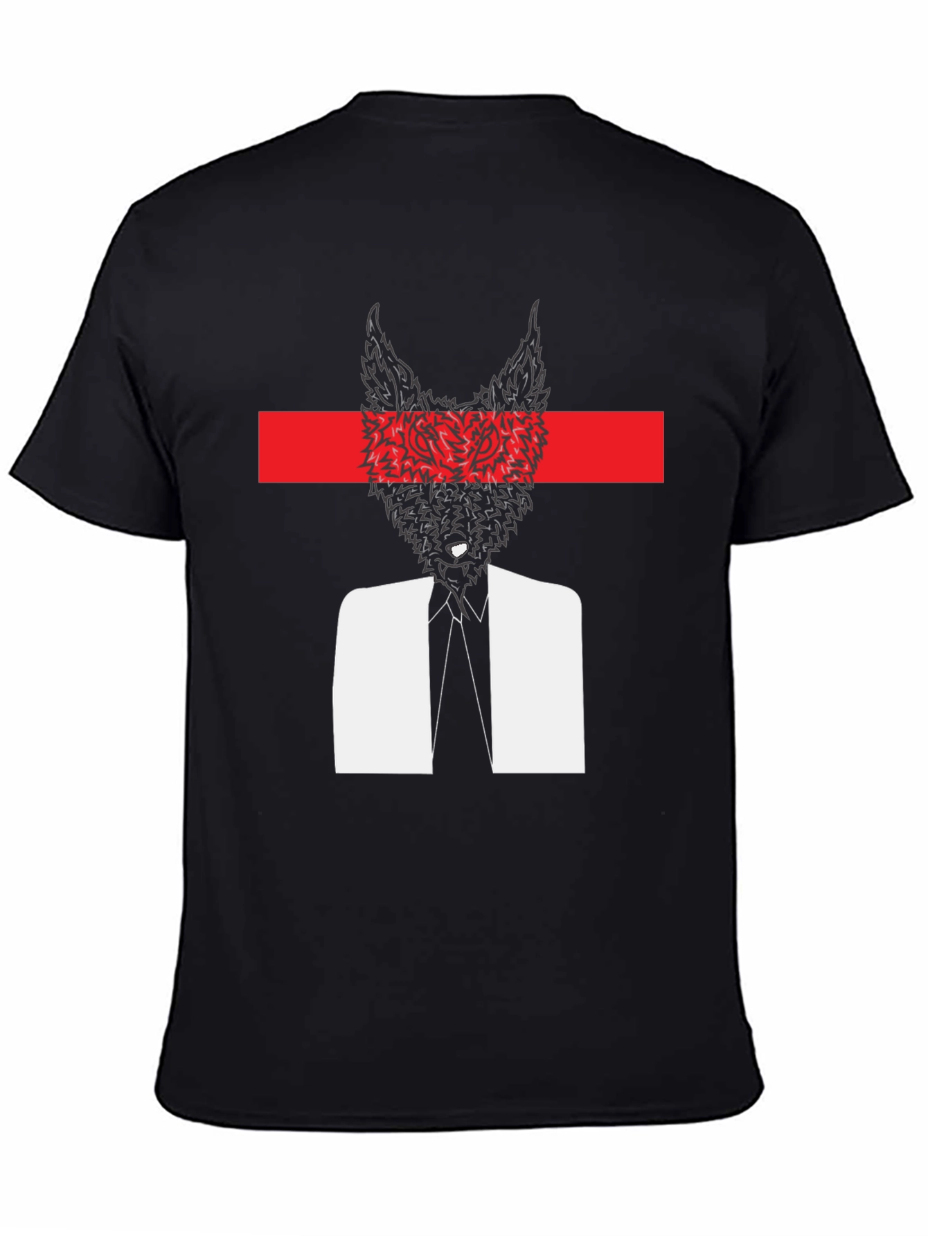 Abstract Wolf Head Graphic Tee - Black