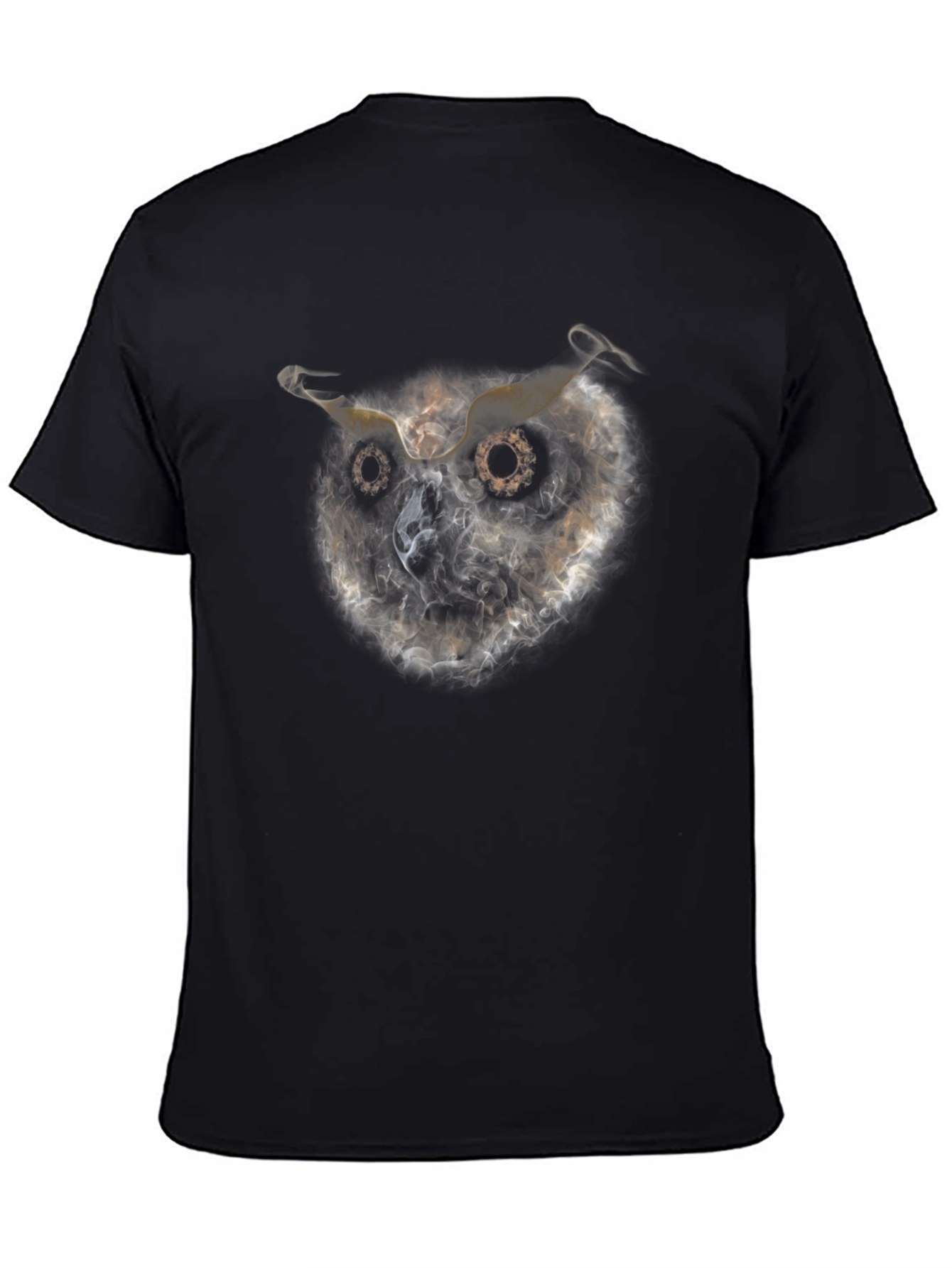 Owl Smoke Art Black T-Shirt