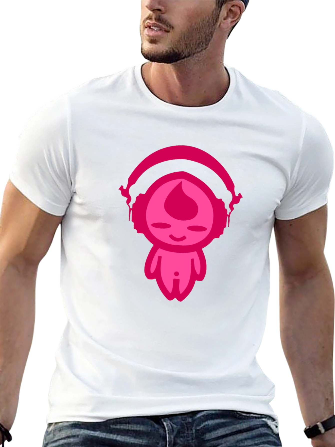 Pink DJ Character Black T-Shirt