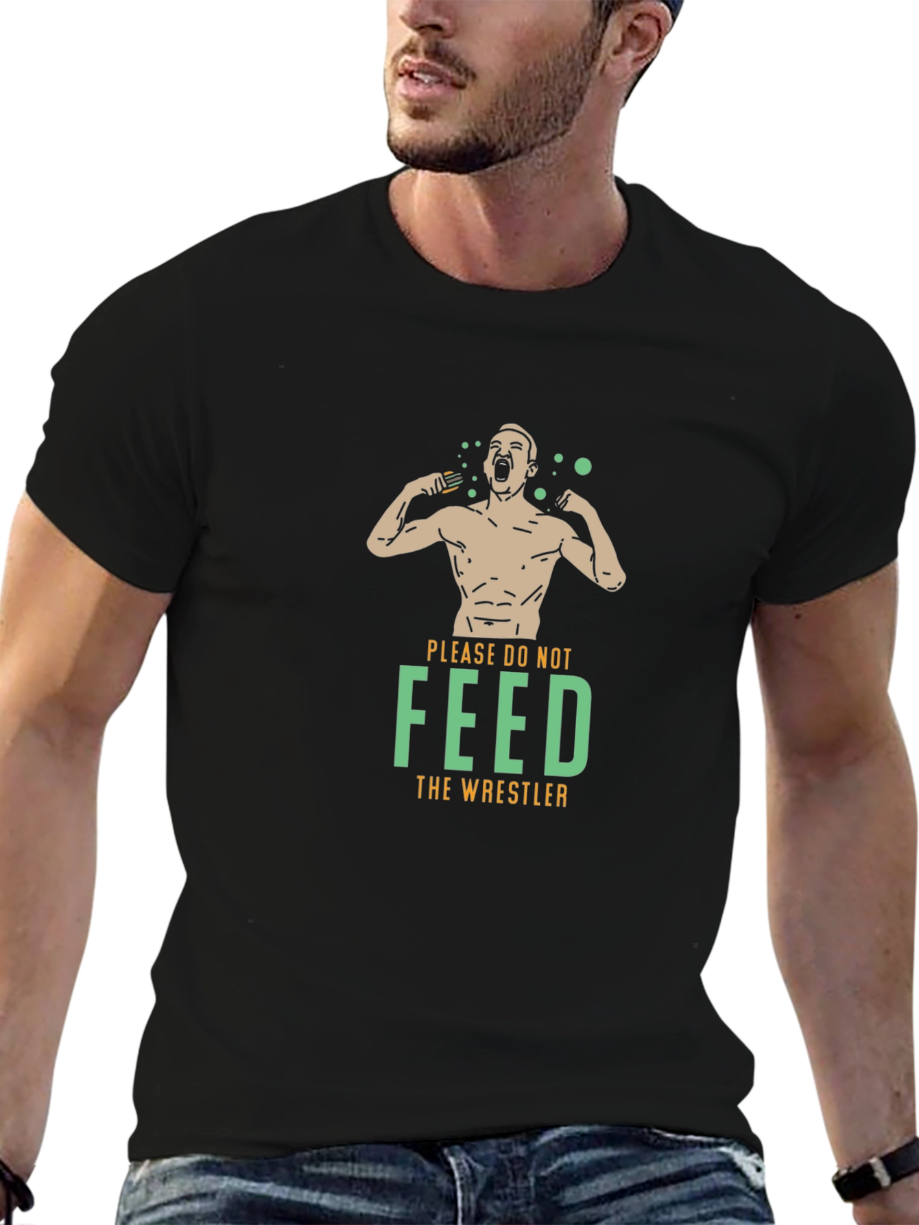 Please Do Not Feed the Wrestler Black T-Shirt