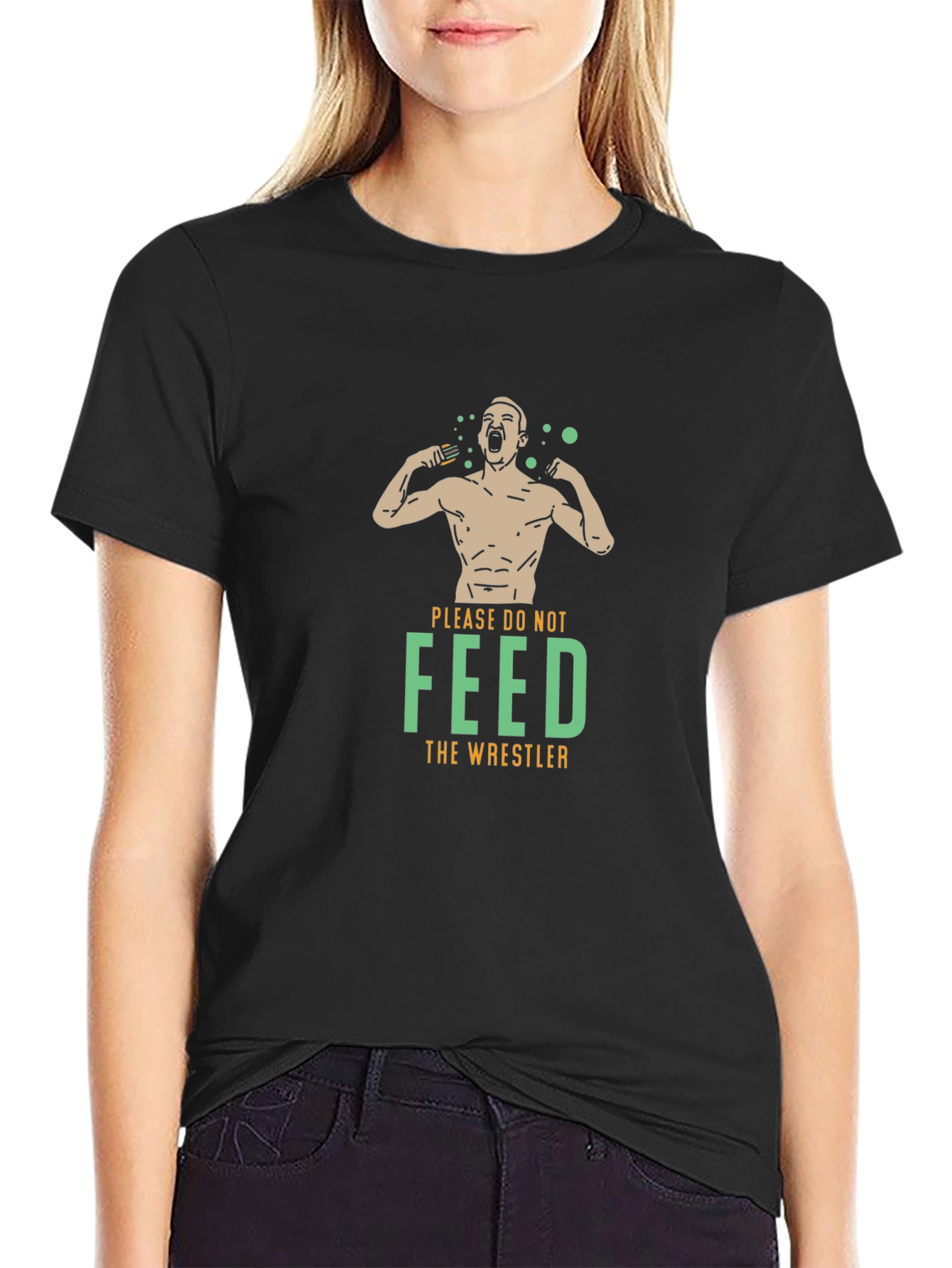 Please Do Not Feed the Wrestler Black T-Shirt