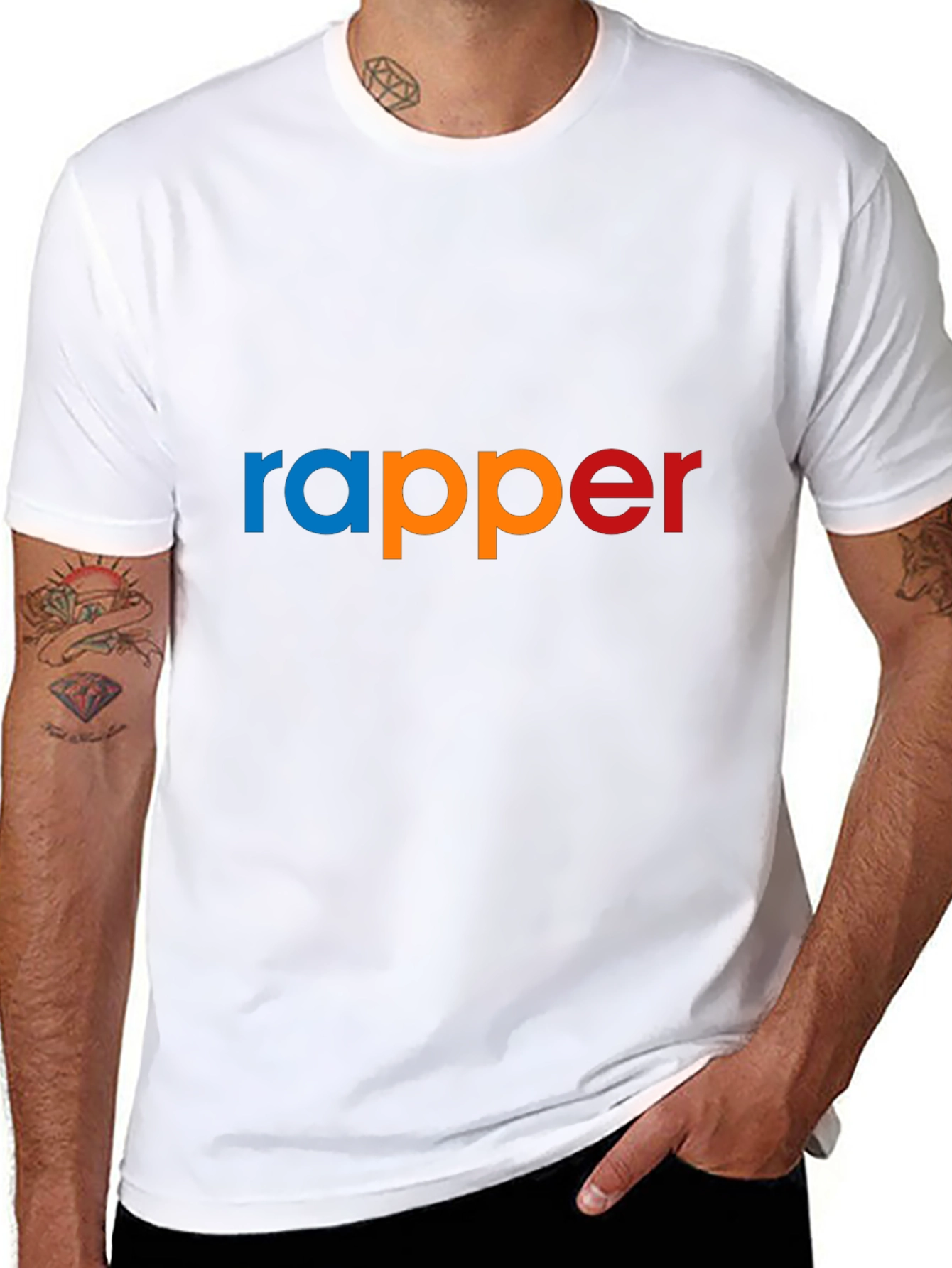 Rapper Graphic Print T-Shirt - Stylish Crew Neck Tee