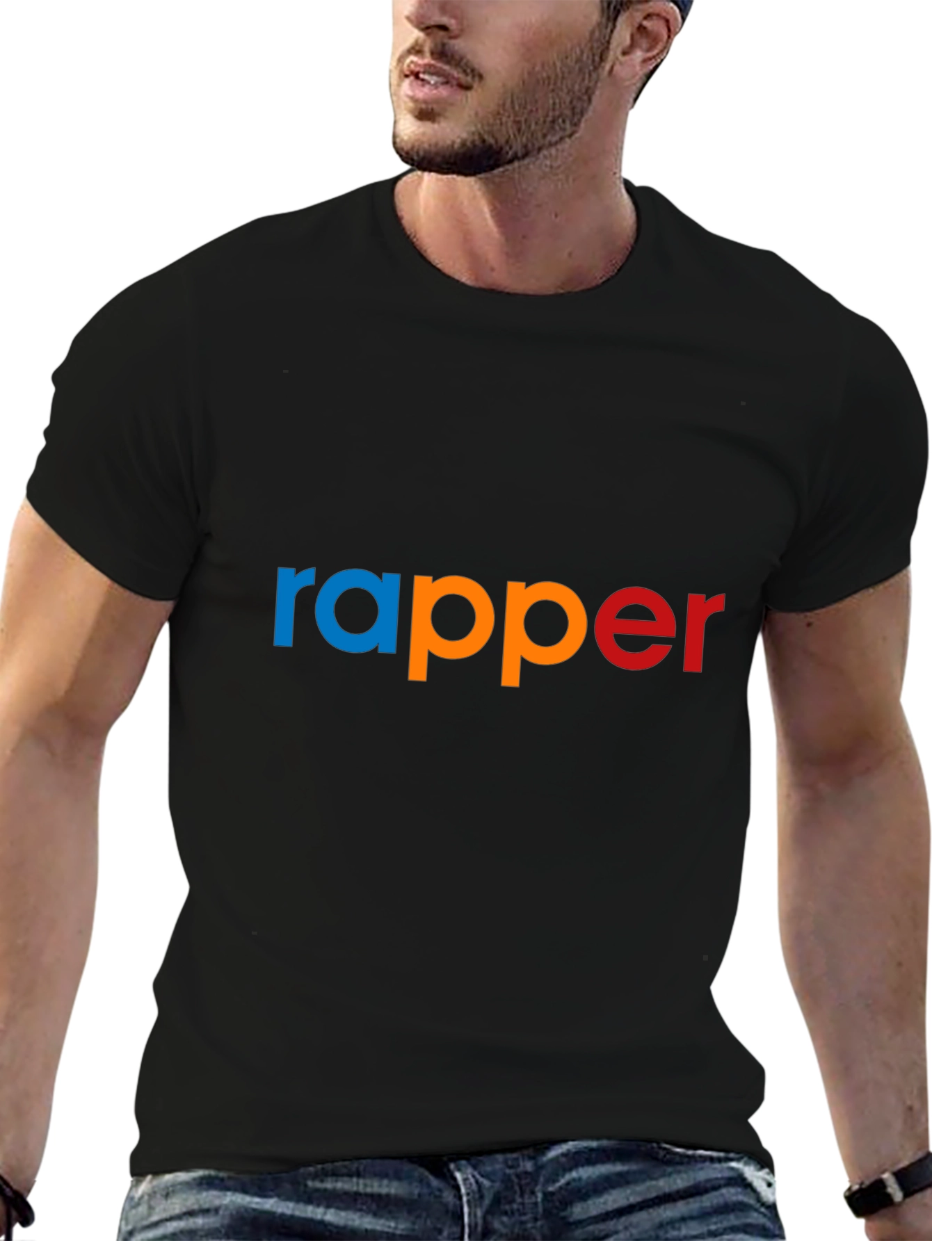 Rapper Graphic Print T-Shirt - Stylish Crew Neck Tee
