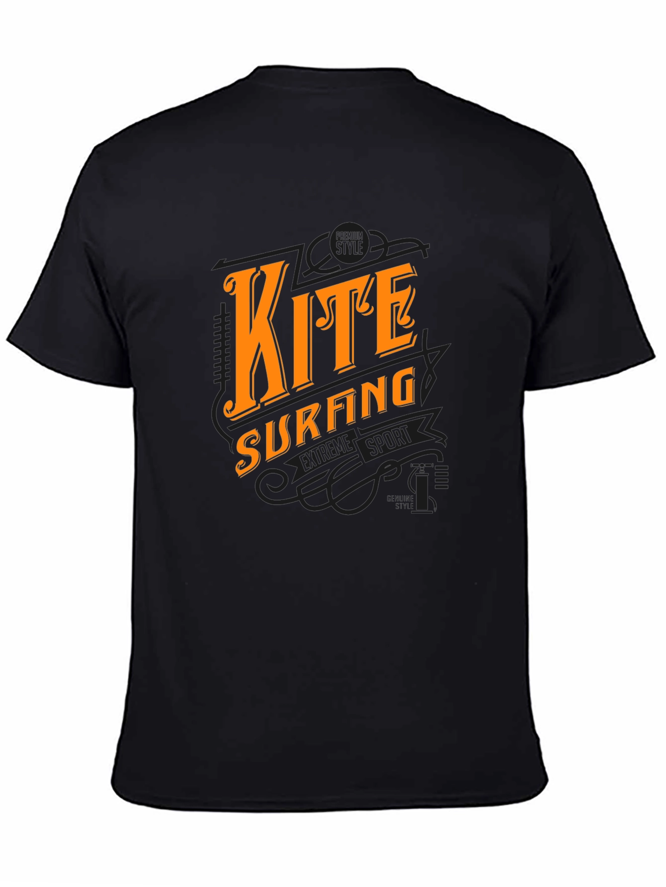 Kite Surfing Graphic Black T-Shirt