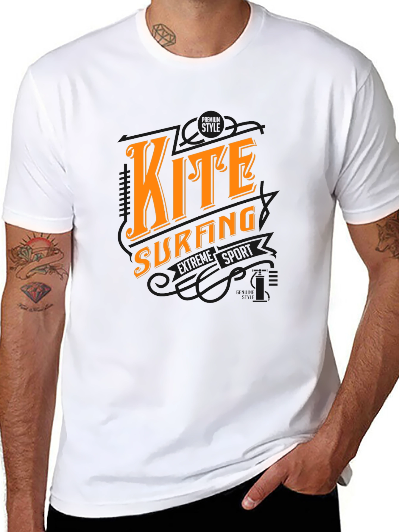 Kite Surfing Graphic Black T-Shirt