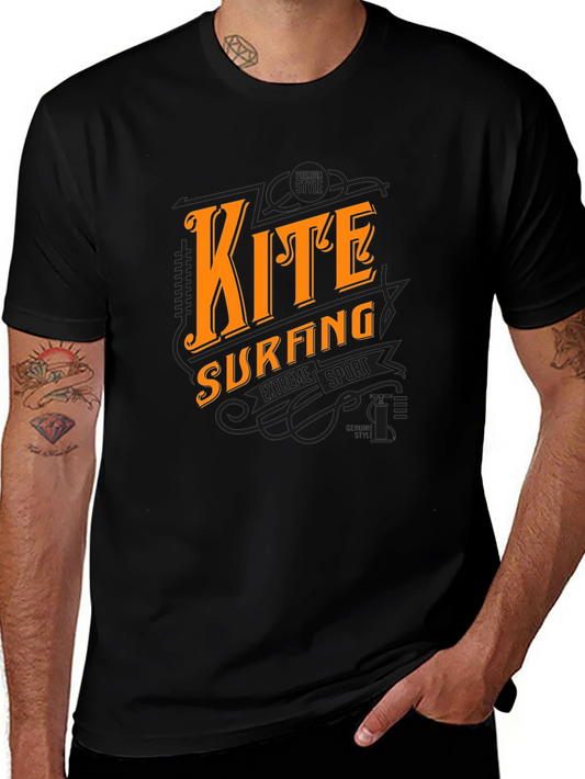 Kite Surfing Graphic Black T-Shirt