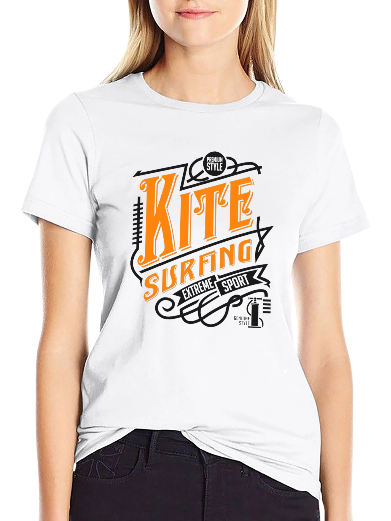 Kite Surfing Graphic Black T-Shirt