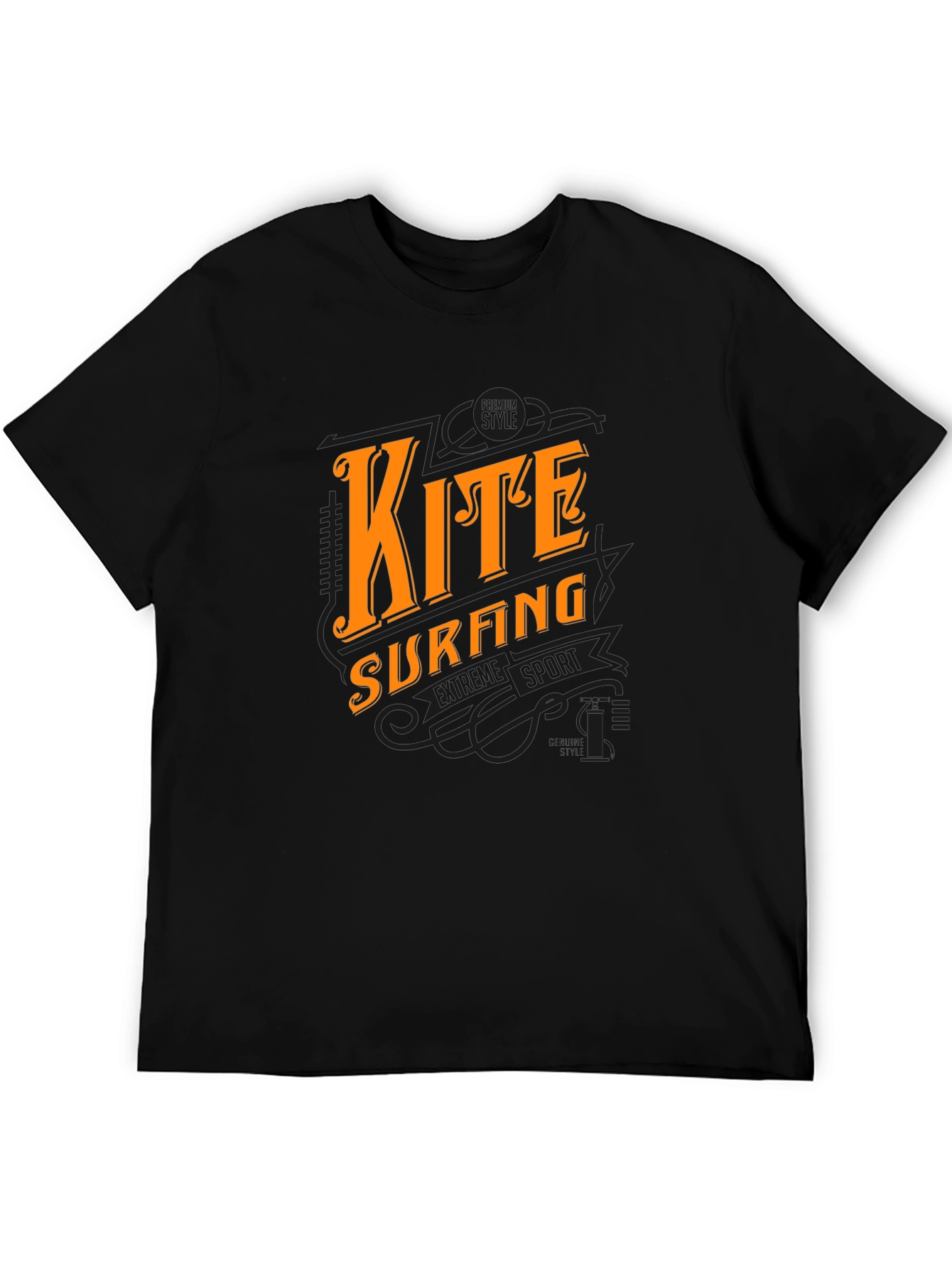 Kite Surfing Graphic Black T-Shirt