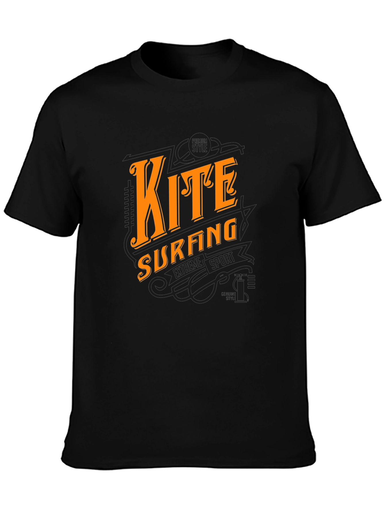 Kite Surfing Graphic Black T-Shirt
