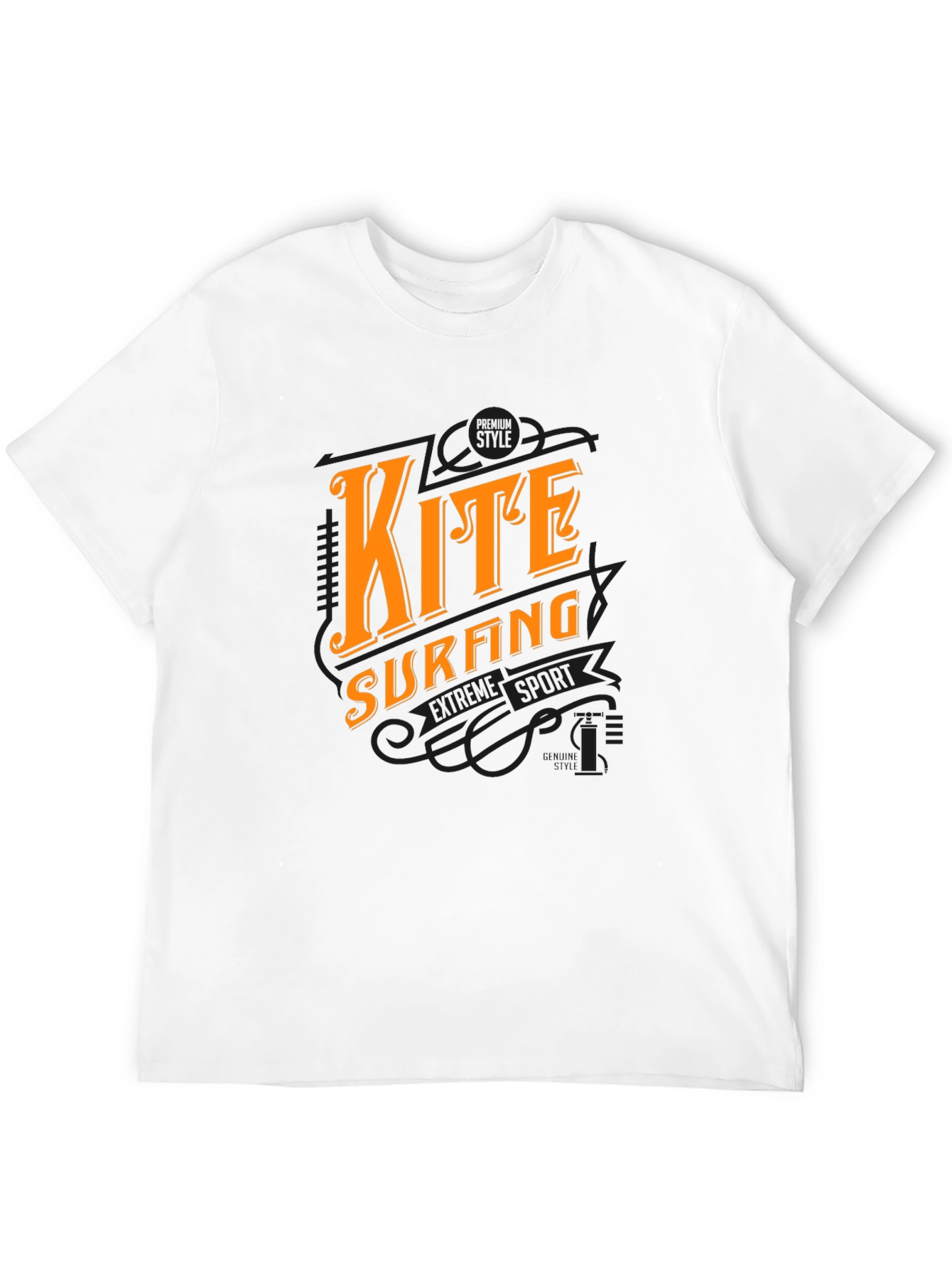 Kite Surfing Graphic Black T-Shirt
