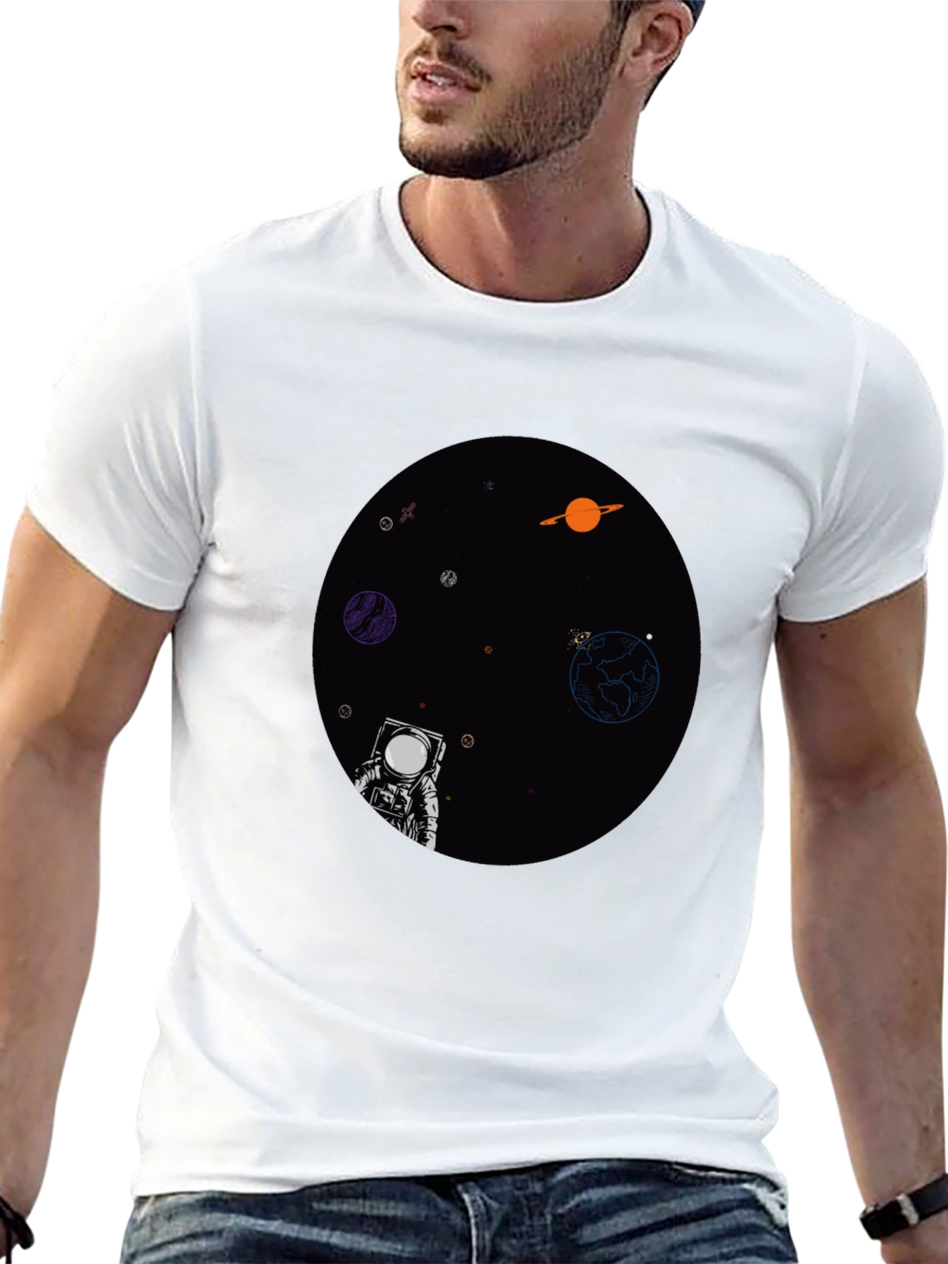 Astronaut in Space Graphic T-Shirt - Black