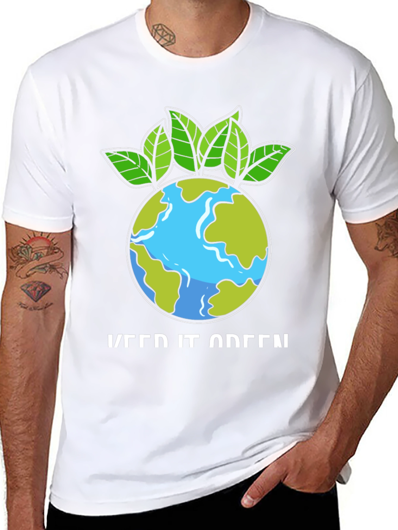 Eco-Friendly Keep It Green Earth Graphic T-Shirt