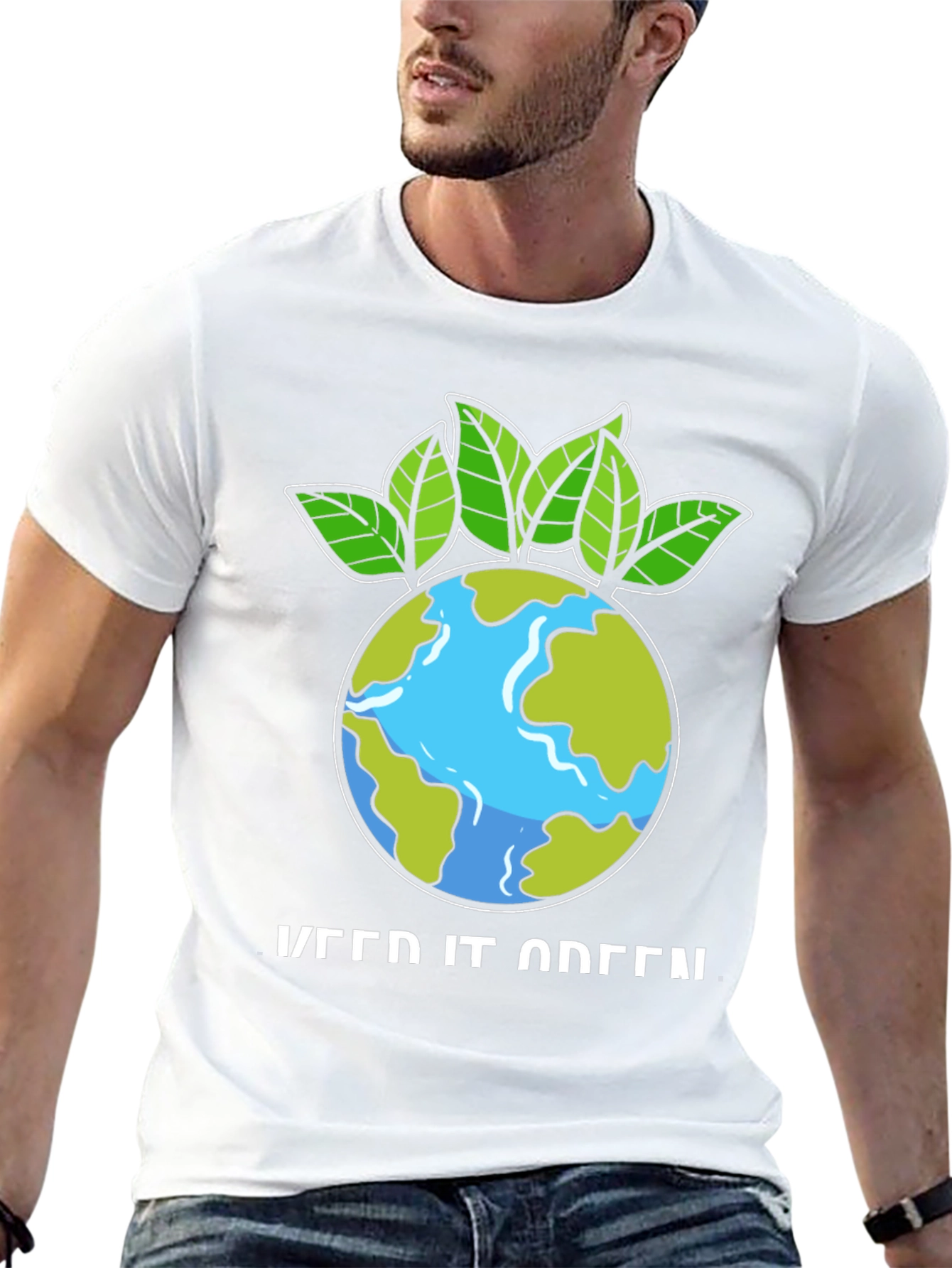 Eco-Friendly Keep It Green Earth Graphic T-Shirt