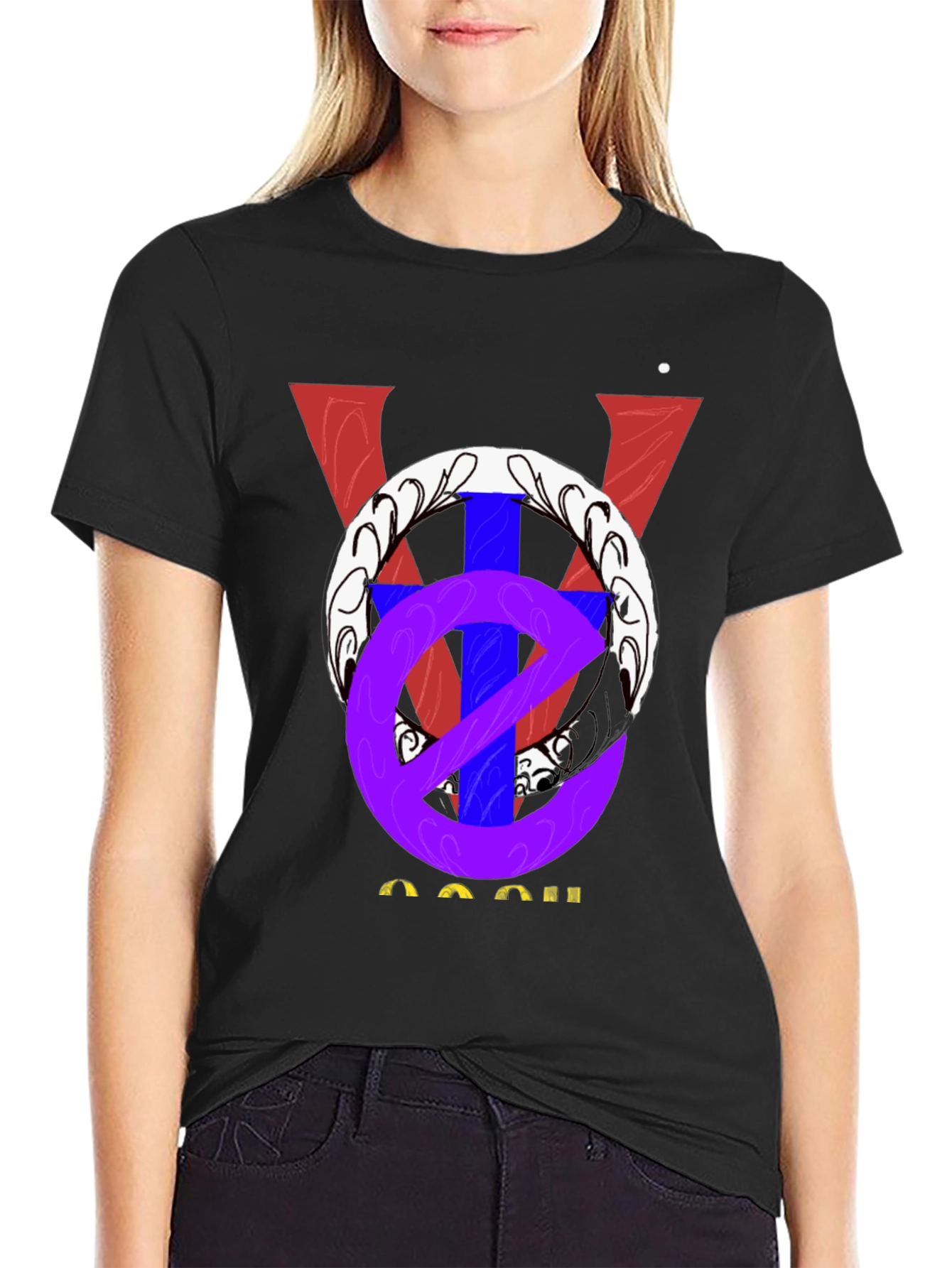 Unique Graphic Print Black Cotton T-Shirt