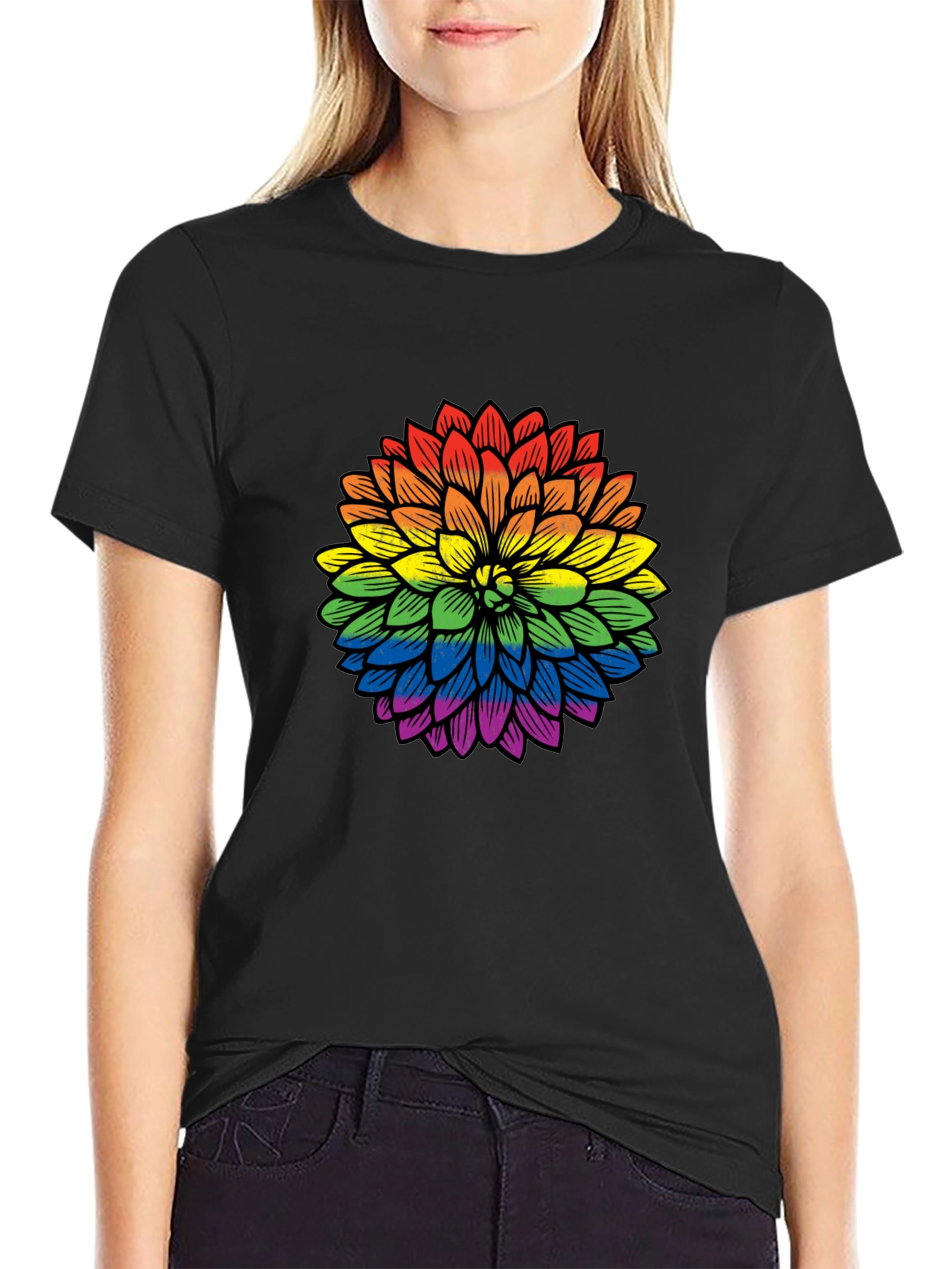 Rainbow Flower Graphic T-Shirt - Pride Apparel