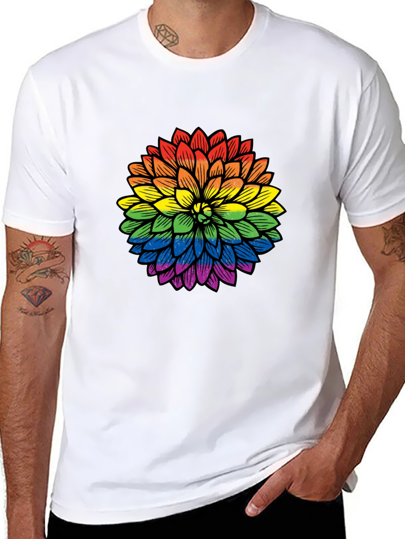 Rainbow Flower Graphic T-Shirt - Pride Apparel