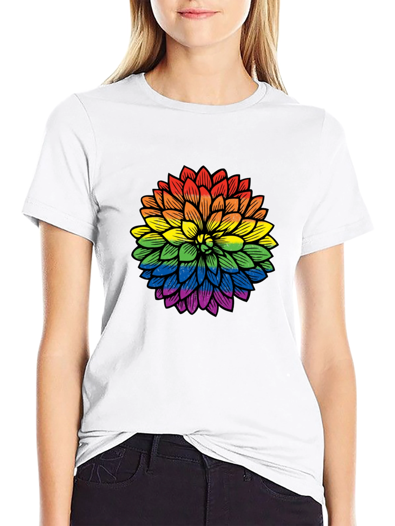 Rainbow Flower Graphic T-Shirt - Pride Apparel