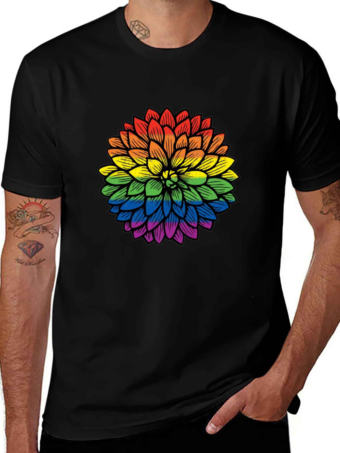 Rainbow Flower Graphic T-Shirt - Pride Apparel