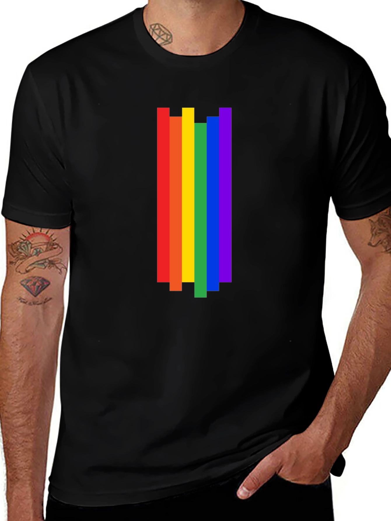 Rainbow Stripe Graphic Tee - Pride Month Shirt