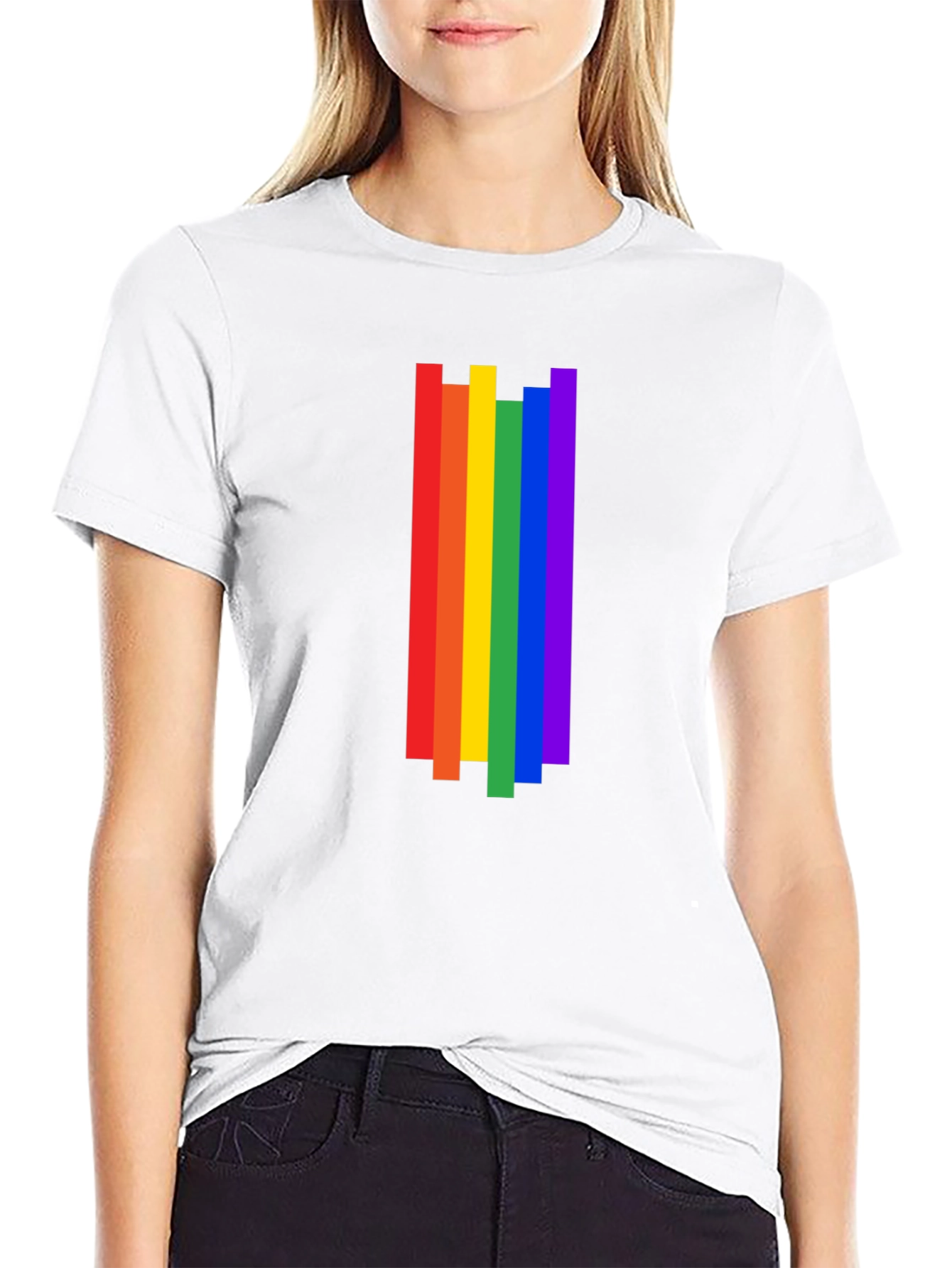 Rainbow Stripe Graphic Tee - Pride Month Shirt