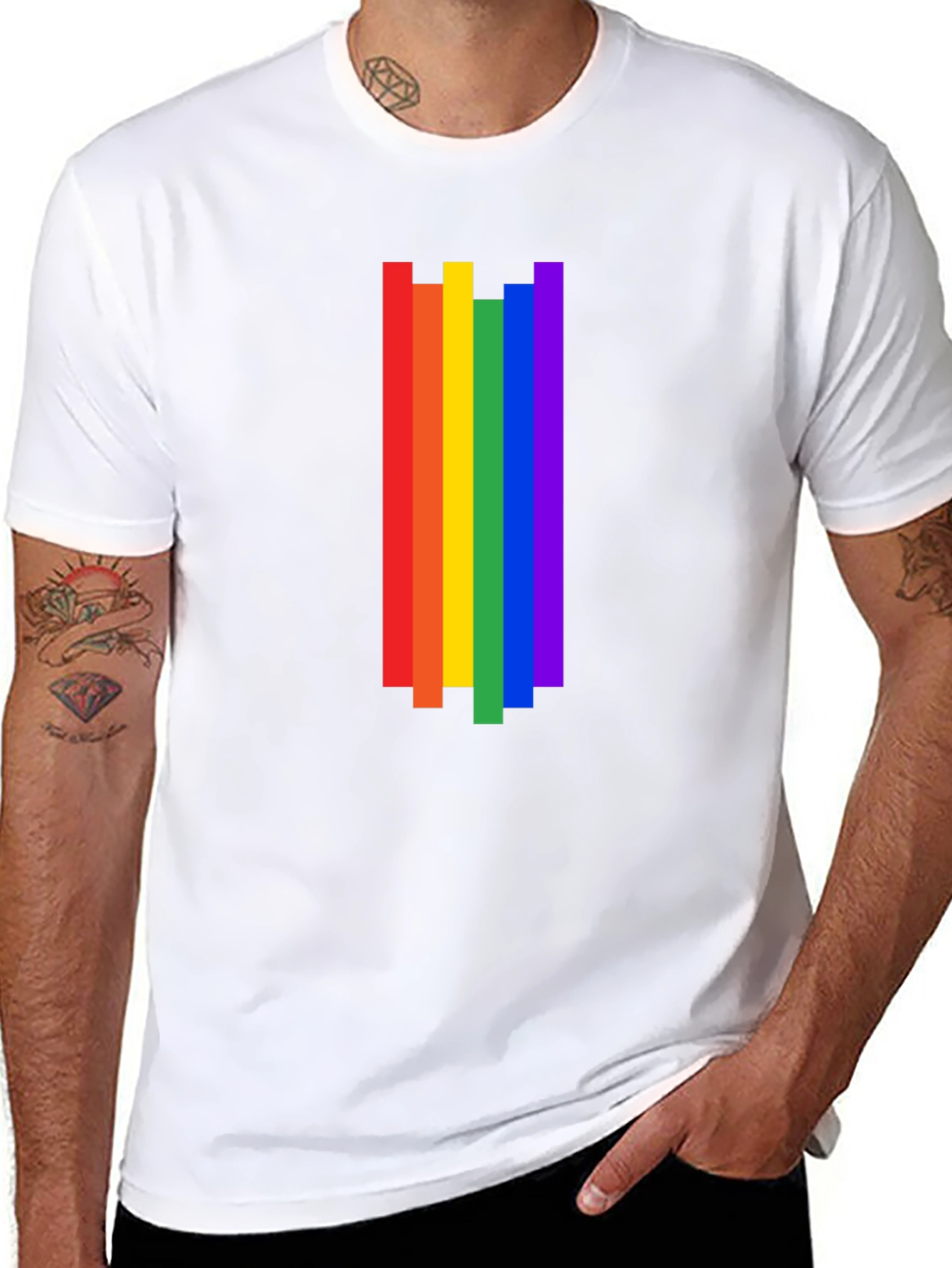 Rainbow Stripe Graphic Tee - Pride Month Shirt