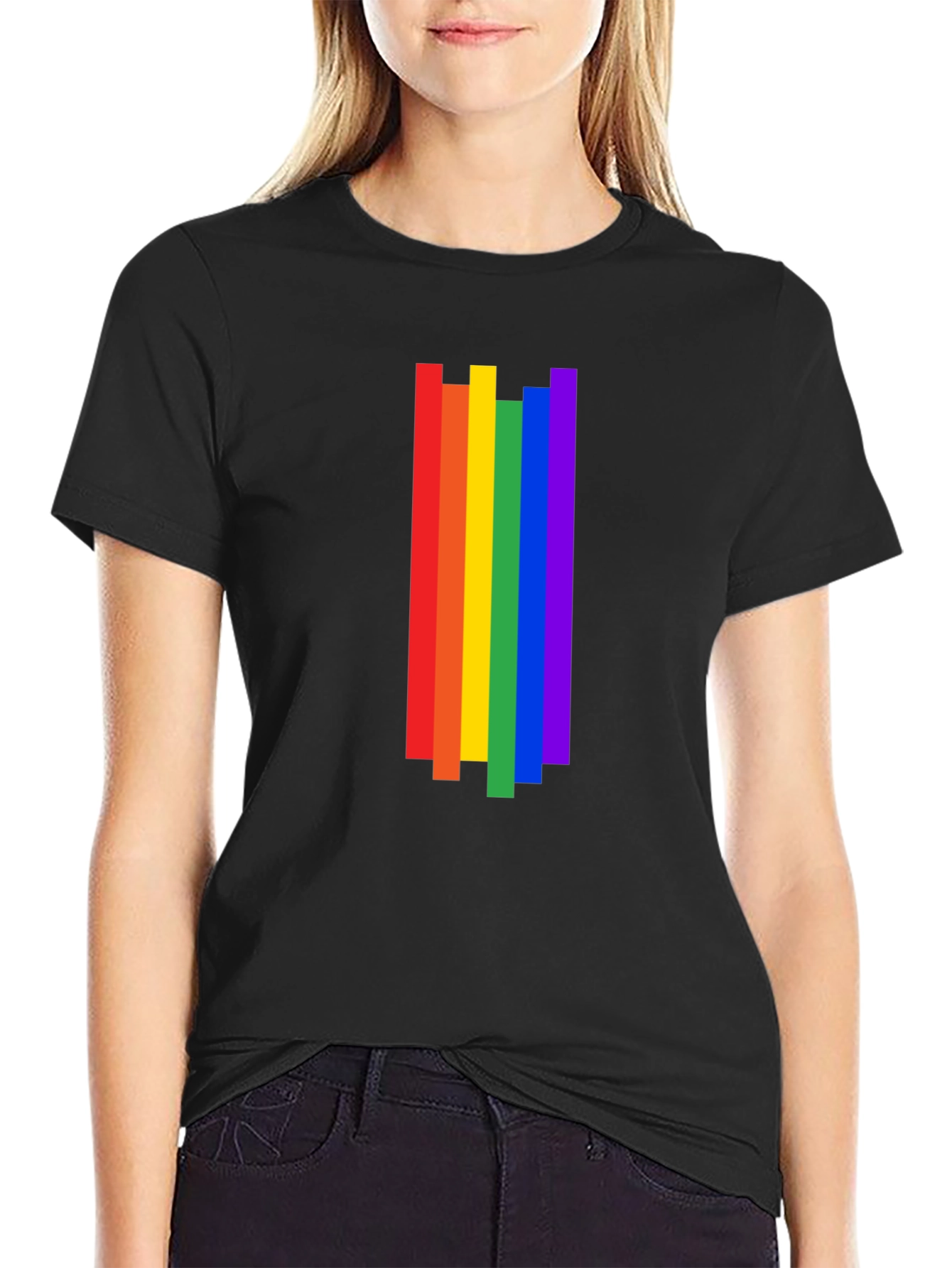 Rainbow Stripe Graphic Tee - Pride Month Shirt