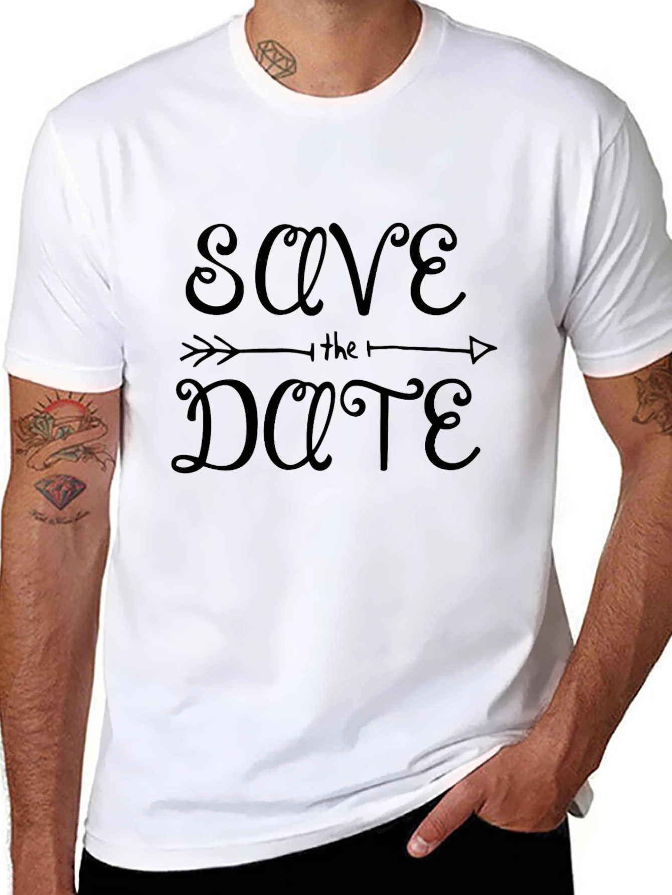 Save the Date Graphic T-Shirt - Black Casual Tee