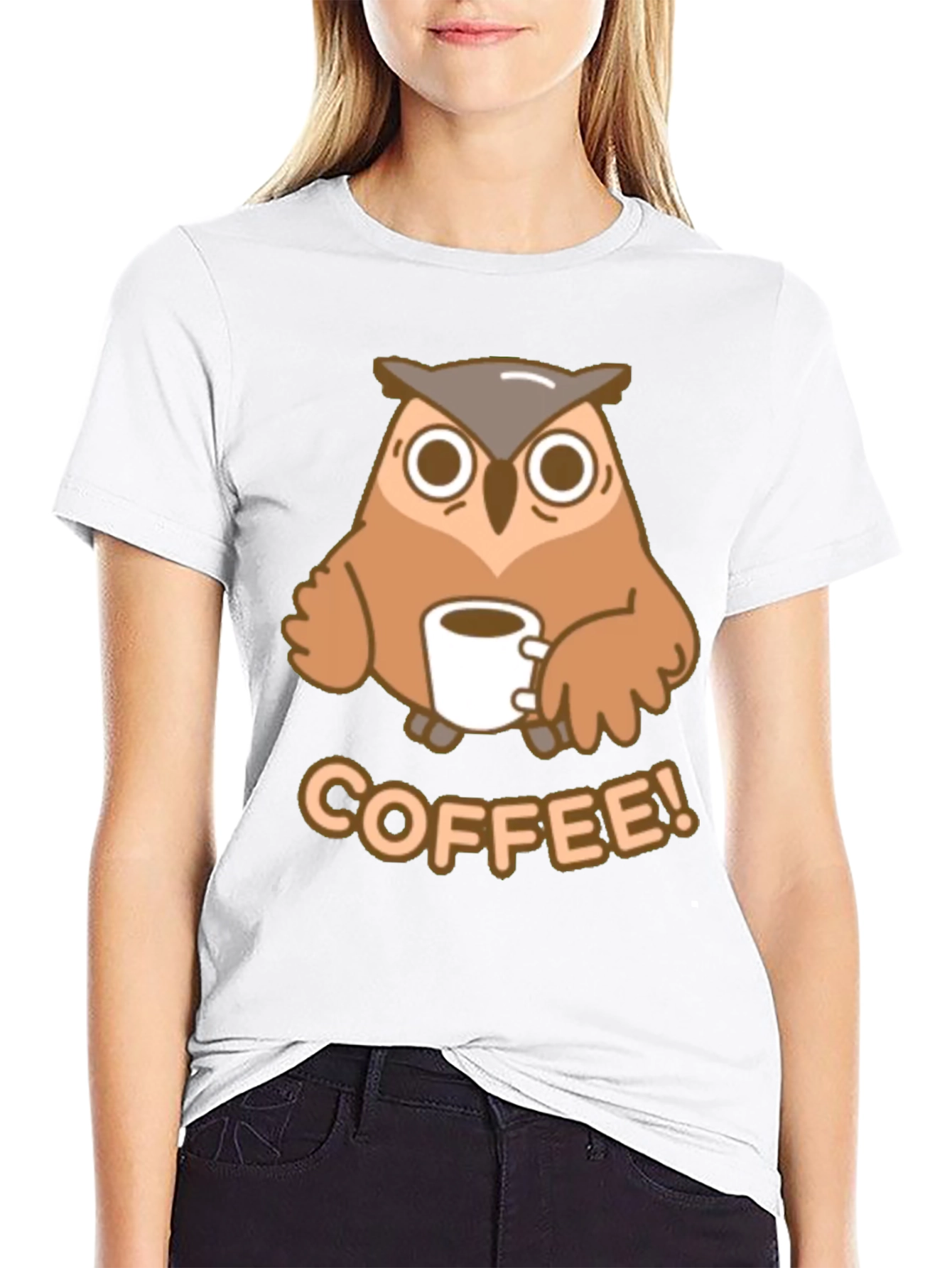Owl Coffee Lover Tee - Cute Cartoon Design
