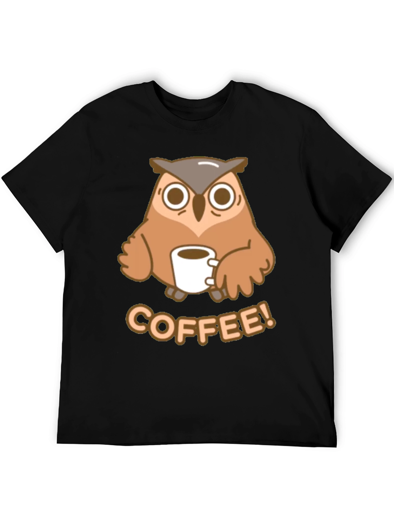 Owl Coffee Lover Tee - Cute Cartoon Design