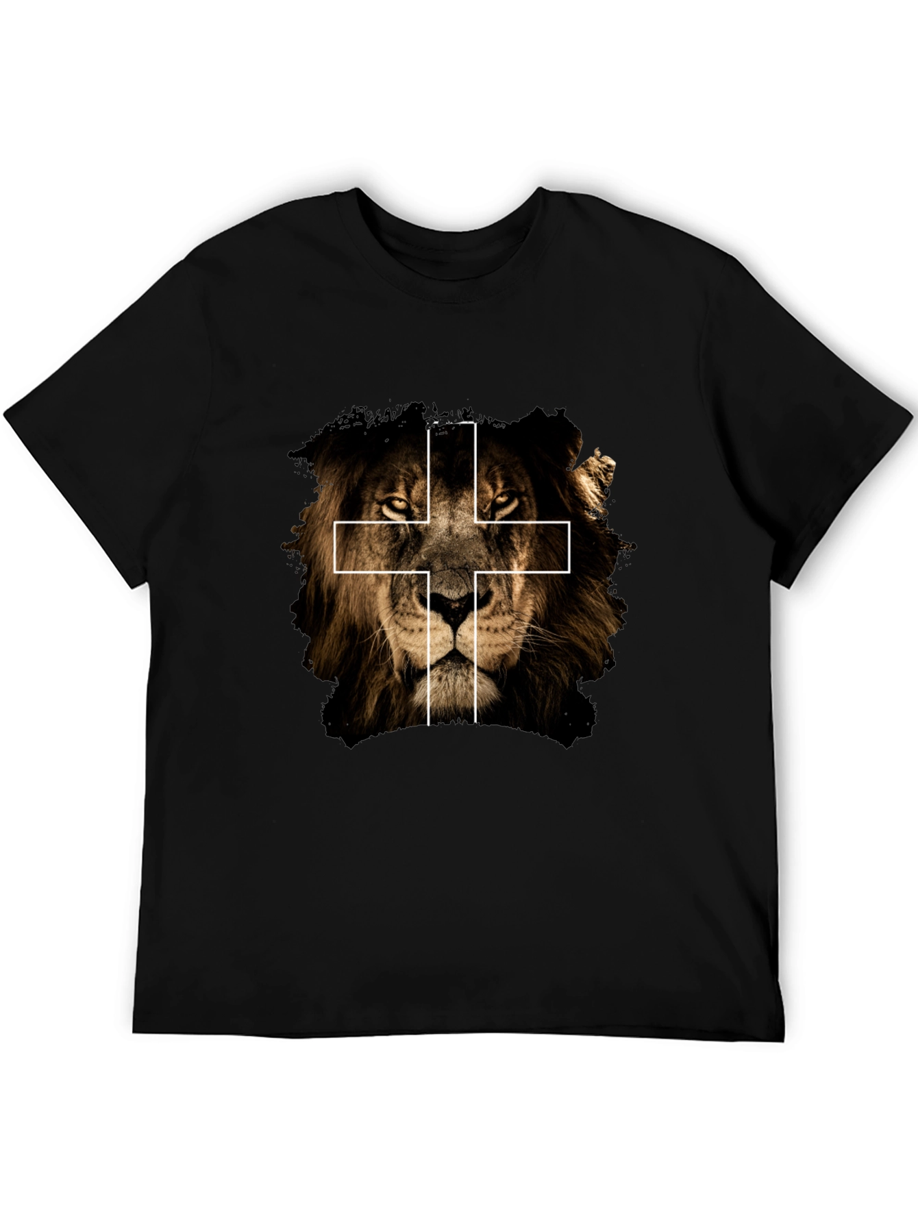 Lion and Cross Graphic Tee - Black