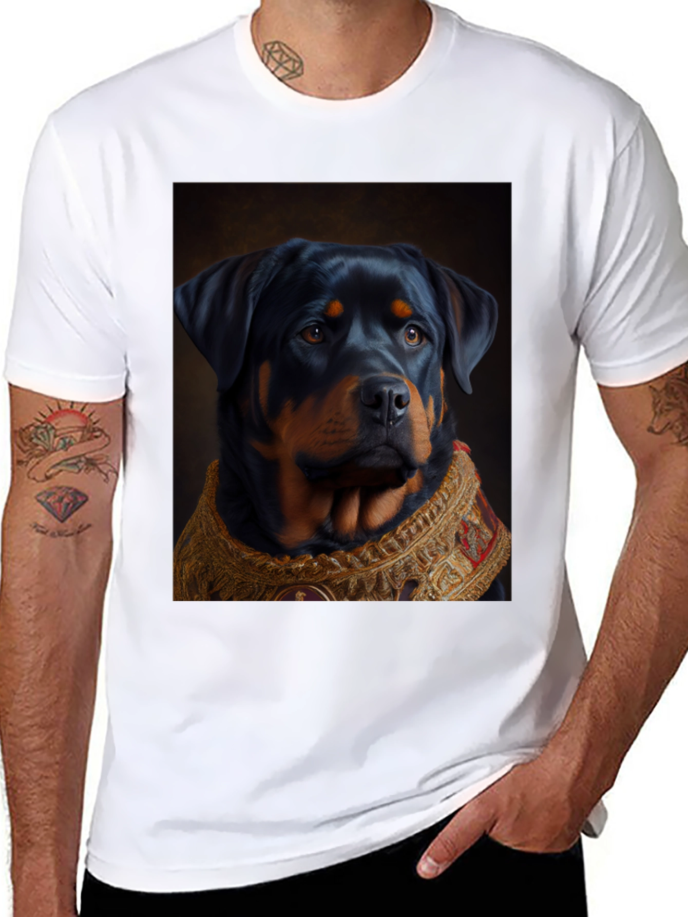 Regal Rottweiler Graphic Tee - Unique Dog Lover Gift