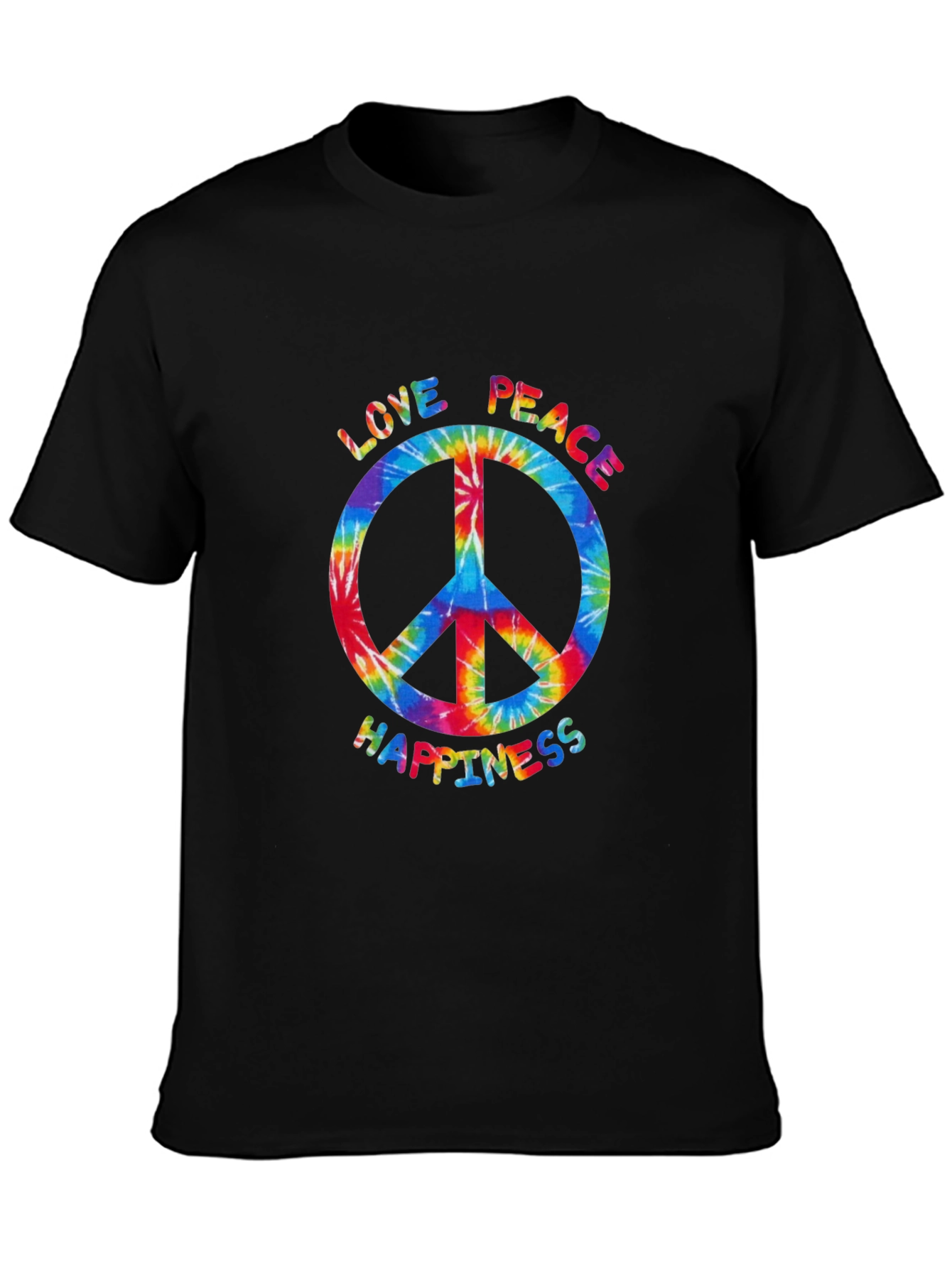Peace Love Happiness Tie-Dye T-Shirt