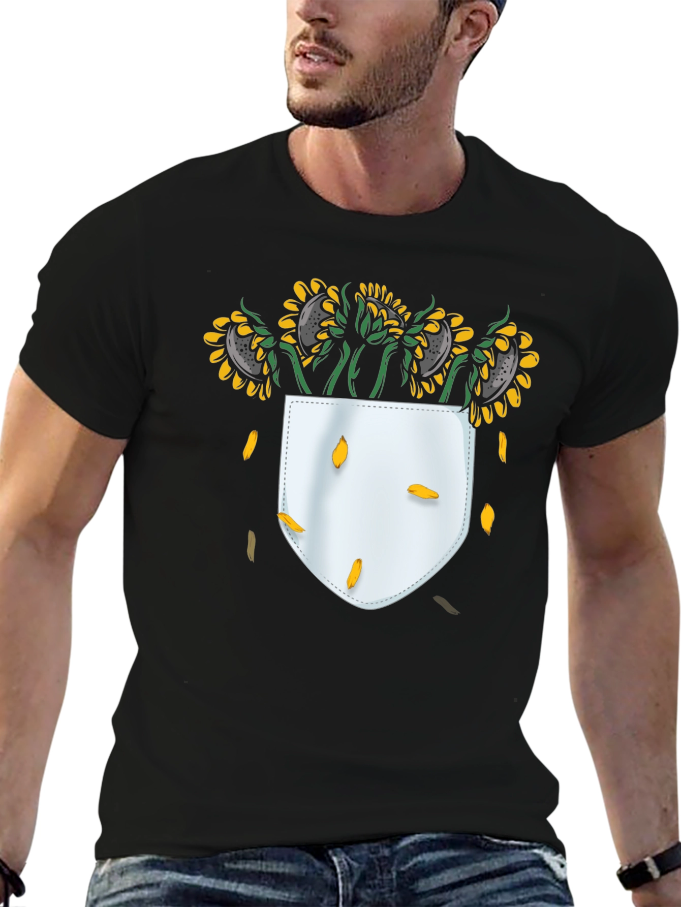 Sunflower Pocket T-Shirt - Black Graphic Tee