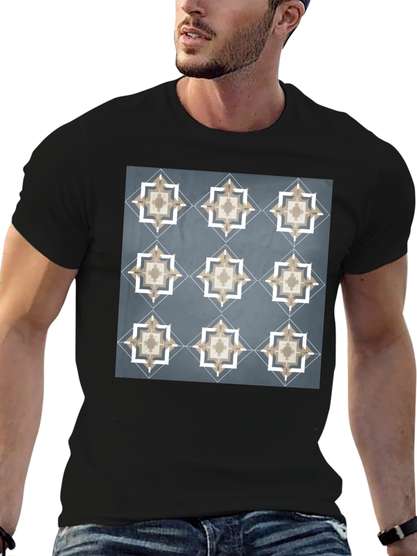 Geometric Star Pattern T-Shirt - Modern Style