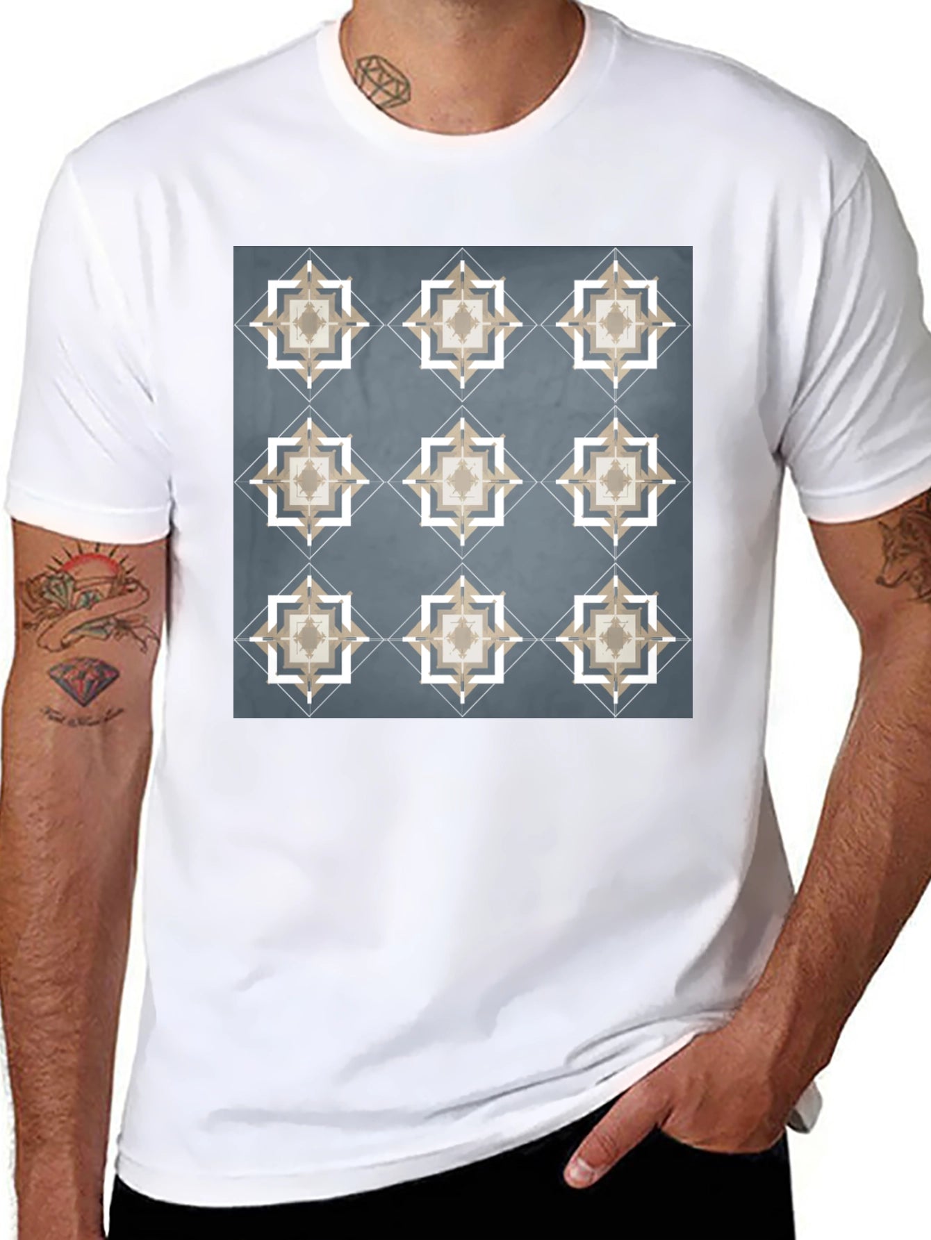 Geometric Star Pattern T-Shirt - Modern Style