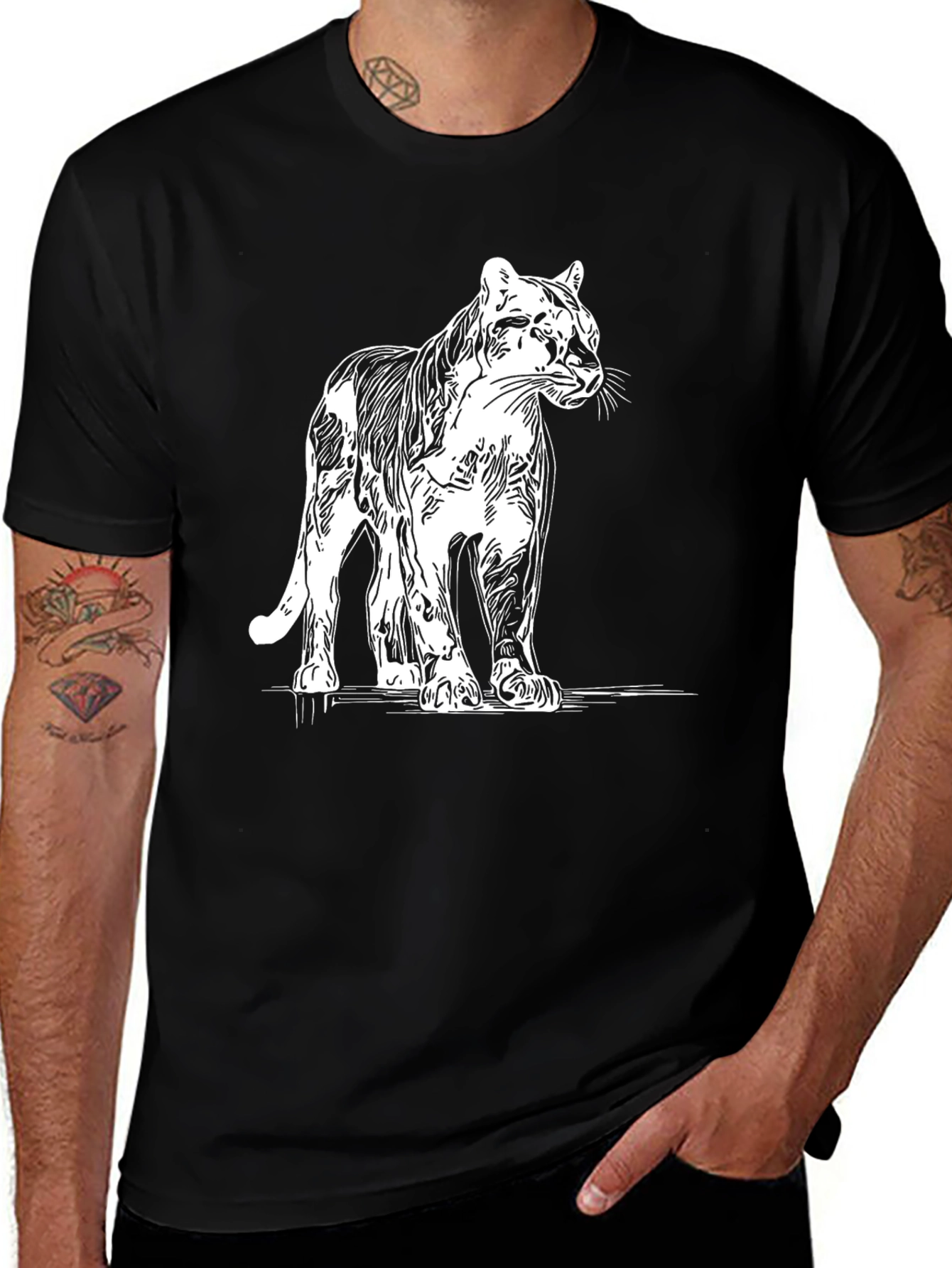 Black T-Shirt with White Puma Print