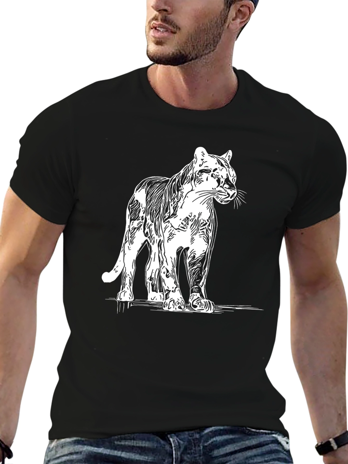 Black T-Shirt with White Puma Print