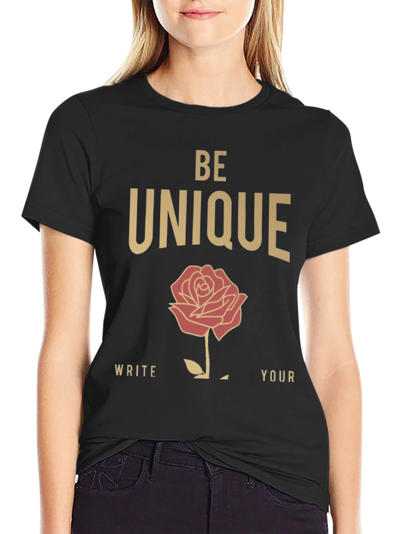 Be Unique Rose Graphic T-Shirt - Stylish Cotton Tee