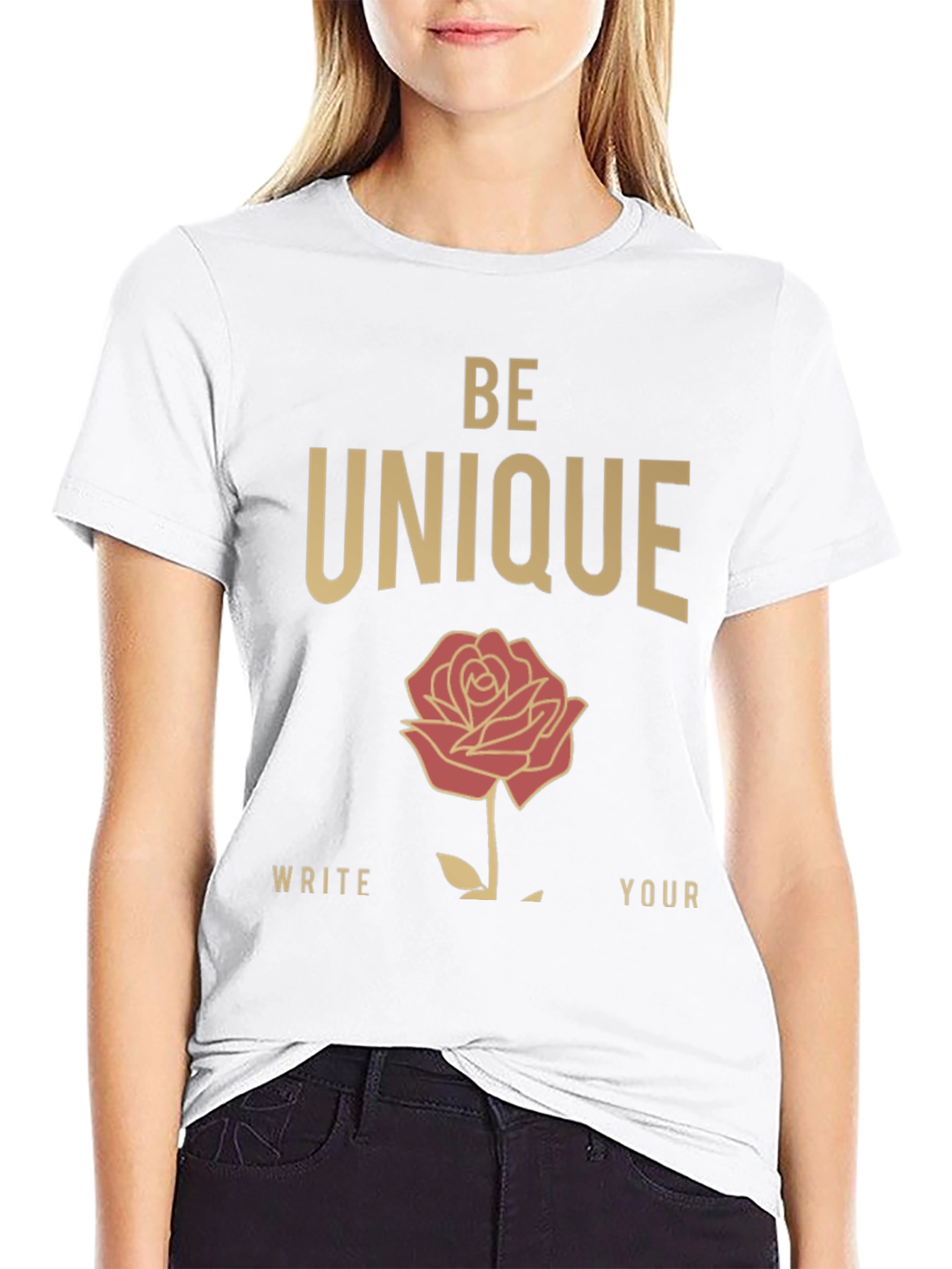 Be Unique Rose Graphic T-Shirt - Stylish Cotton Tee