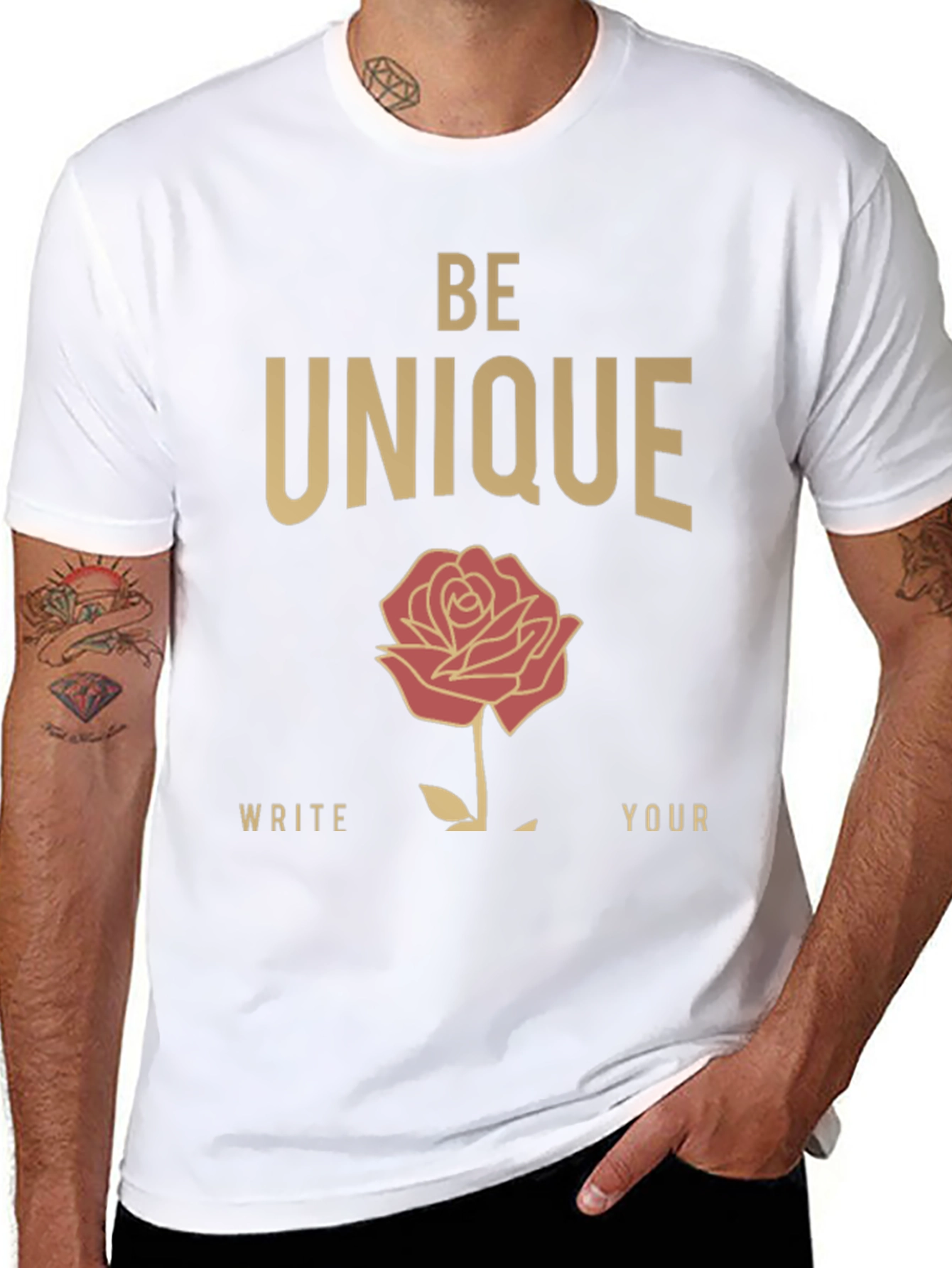 Be Unique Rose Graphic T-Shirt - Stylish Cotton Tee
