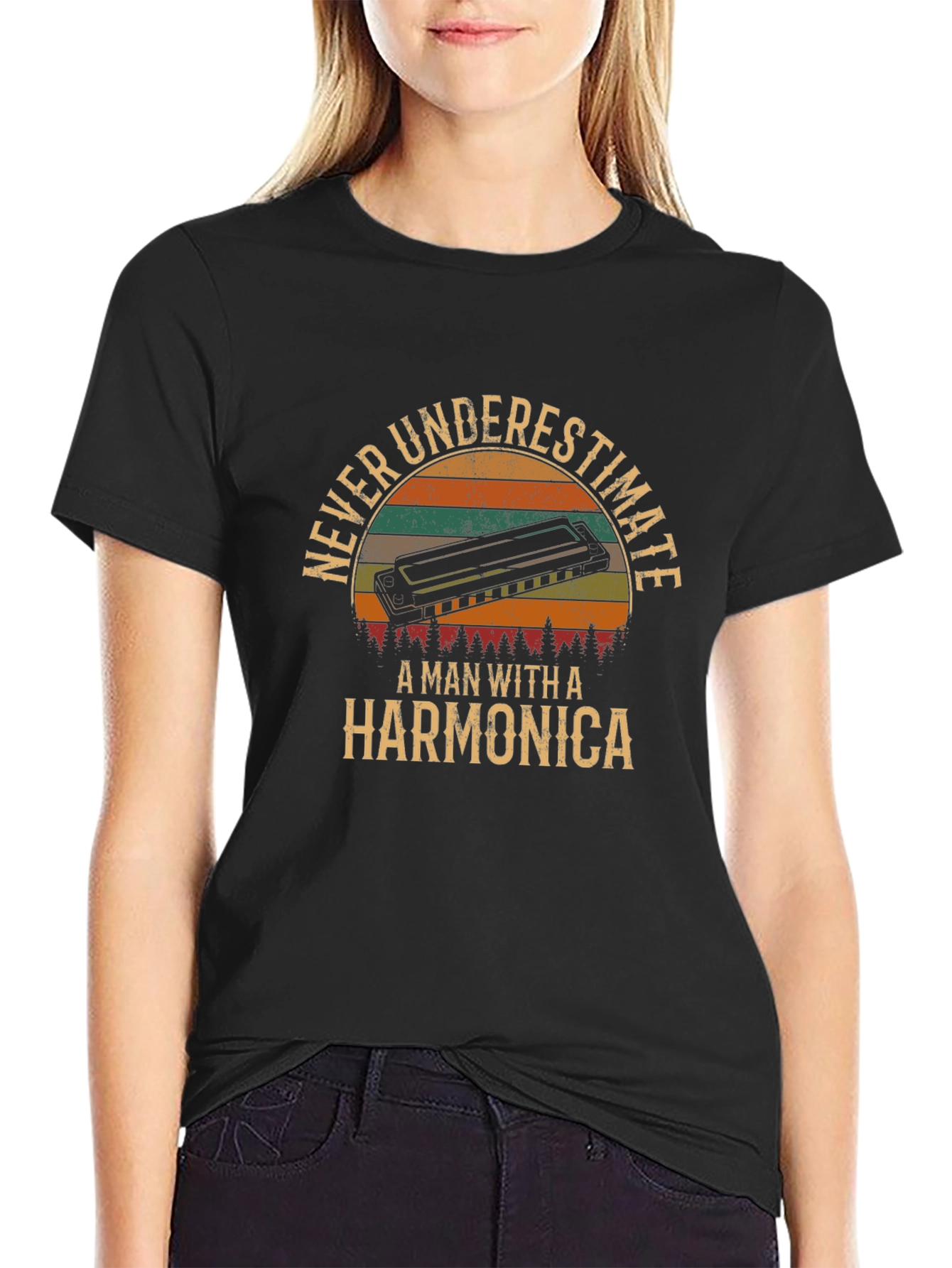Never Underestimate Harmonica T-Shirt