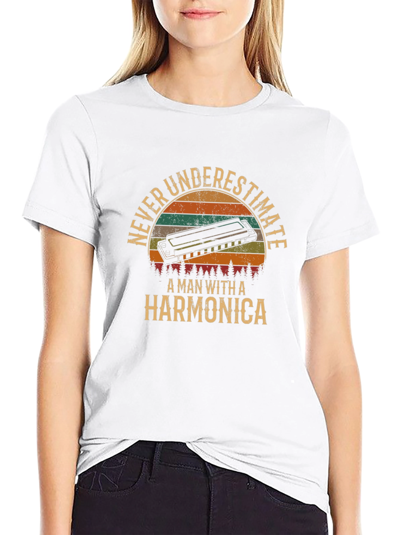 Never Underestimate Harmonica T-Shirt