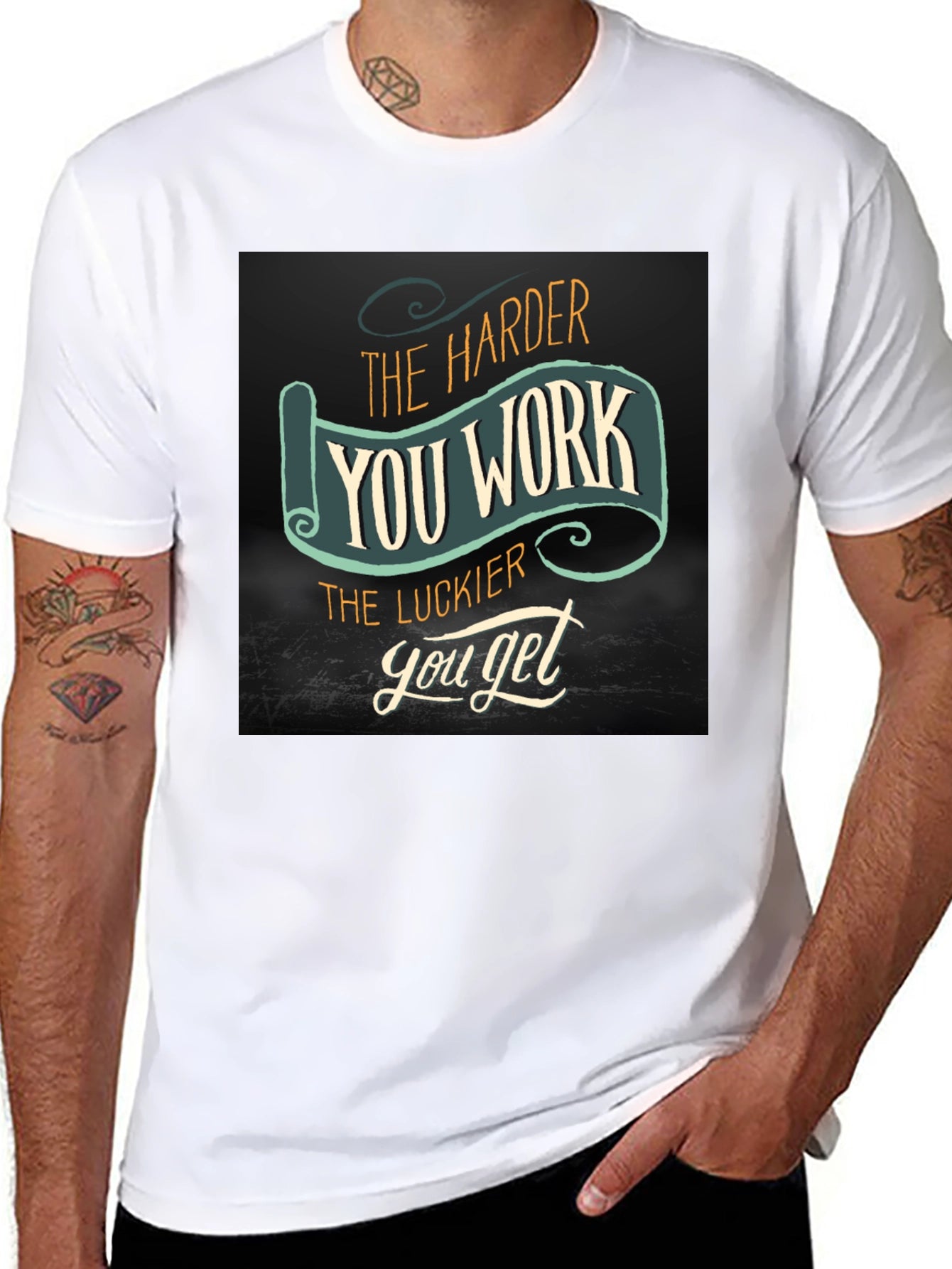 Work Harder Get Luckier Black T-Shirt